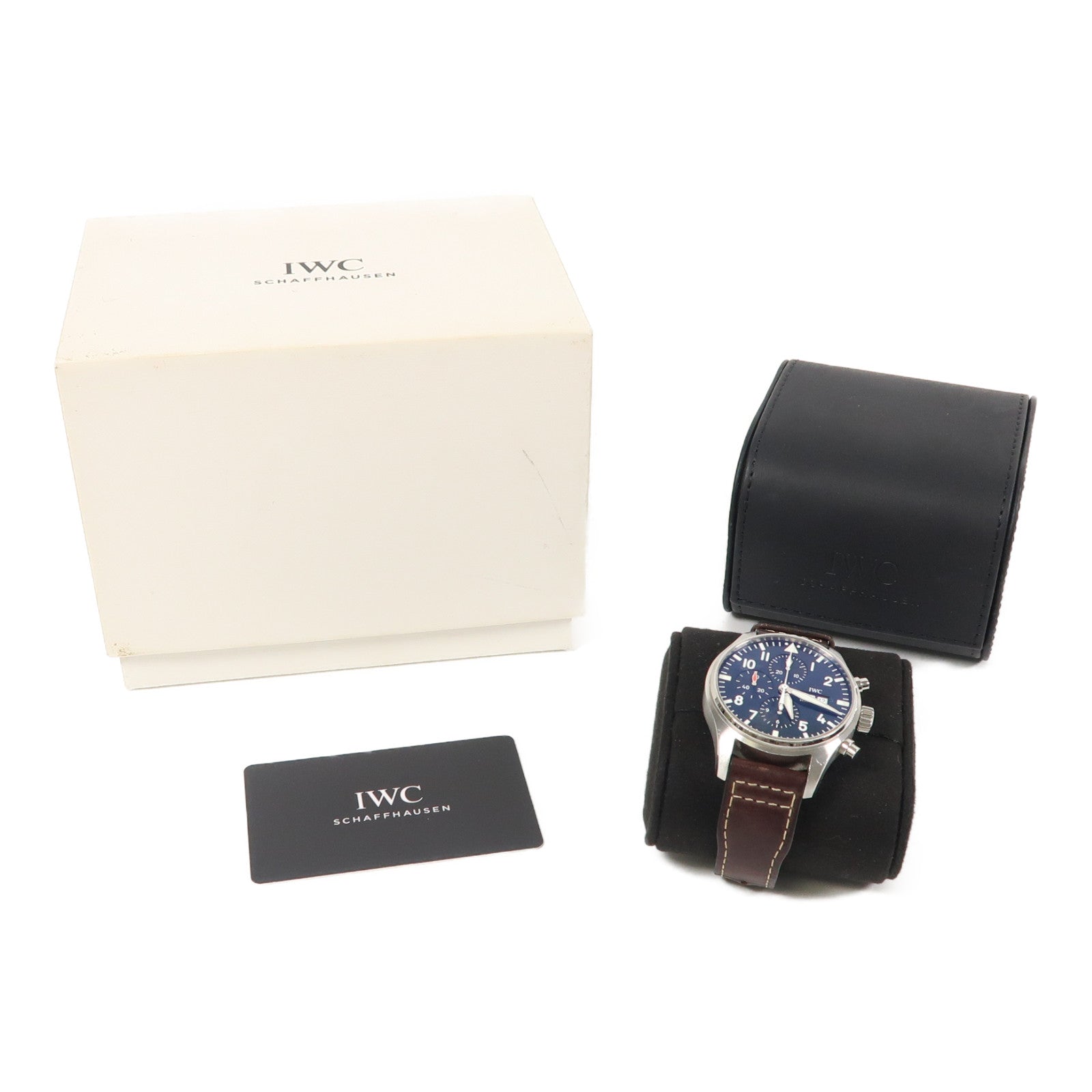 IWC Pilot Chronograph不鏽鋼/皮革帶手錶自動機芯藍色