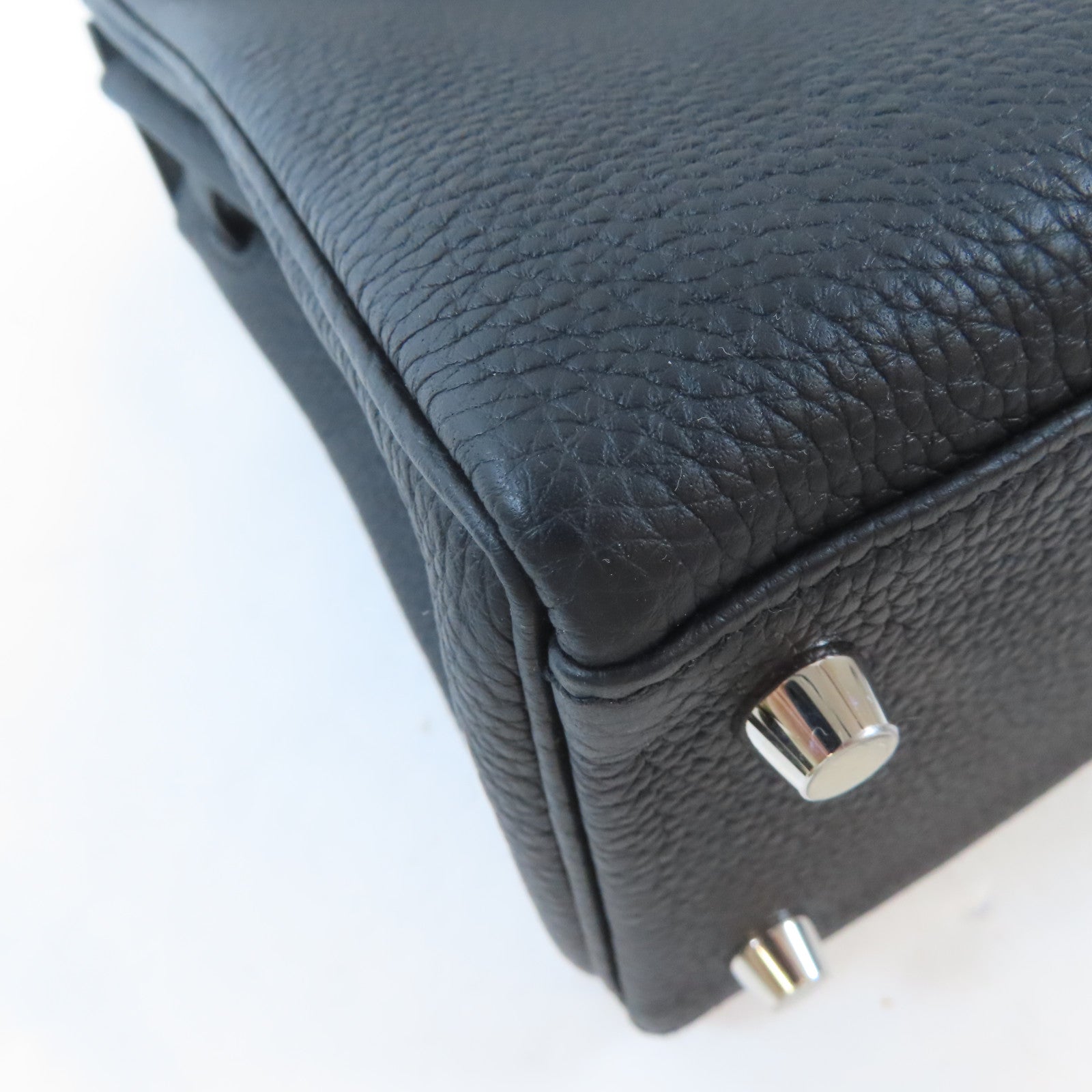 HERMES Togo皮革Kelly 25銀扣手挽肩背兩用袋Noir/黑色