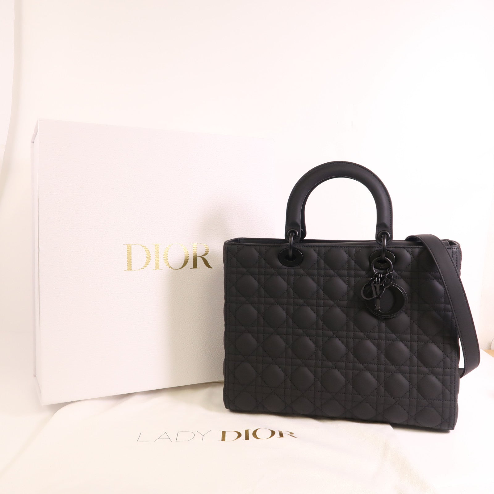 Dior 牛皮皮革Lady Dior Large手挽肩背兩用袋