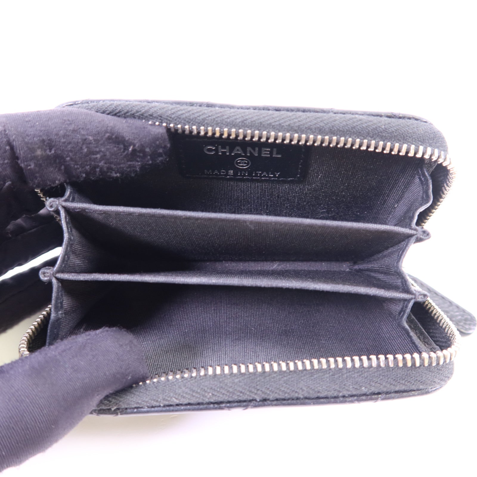 CHANEL 牛皮皮革Card Case銀扣卡片套