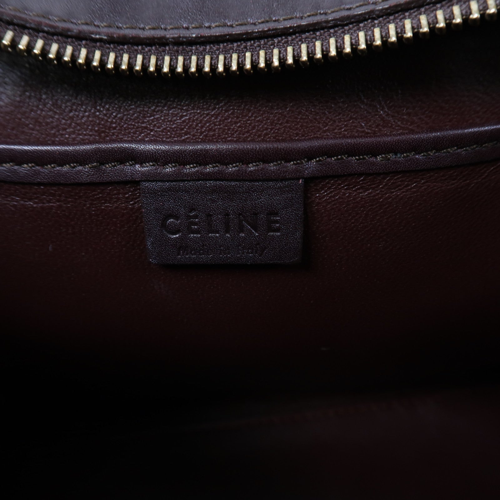 CELINE 牛皮皮革Nano Luggage金扣手挽肩背兩用袋酒紅色