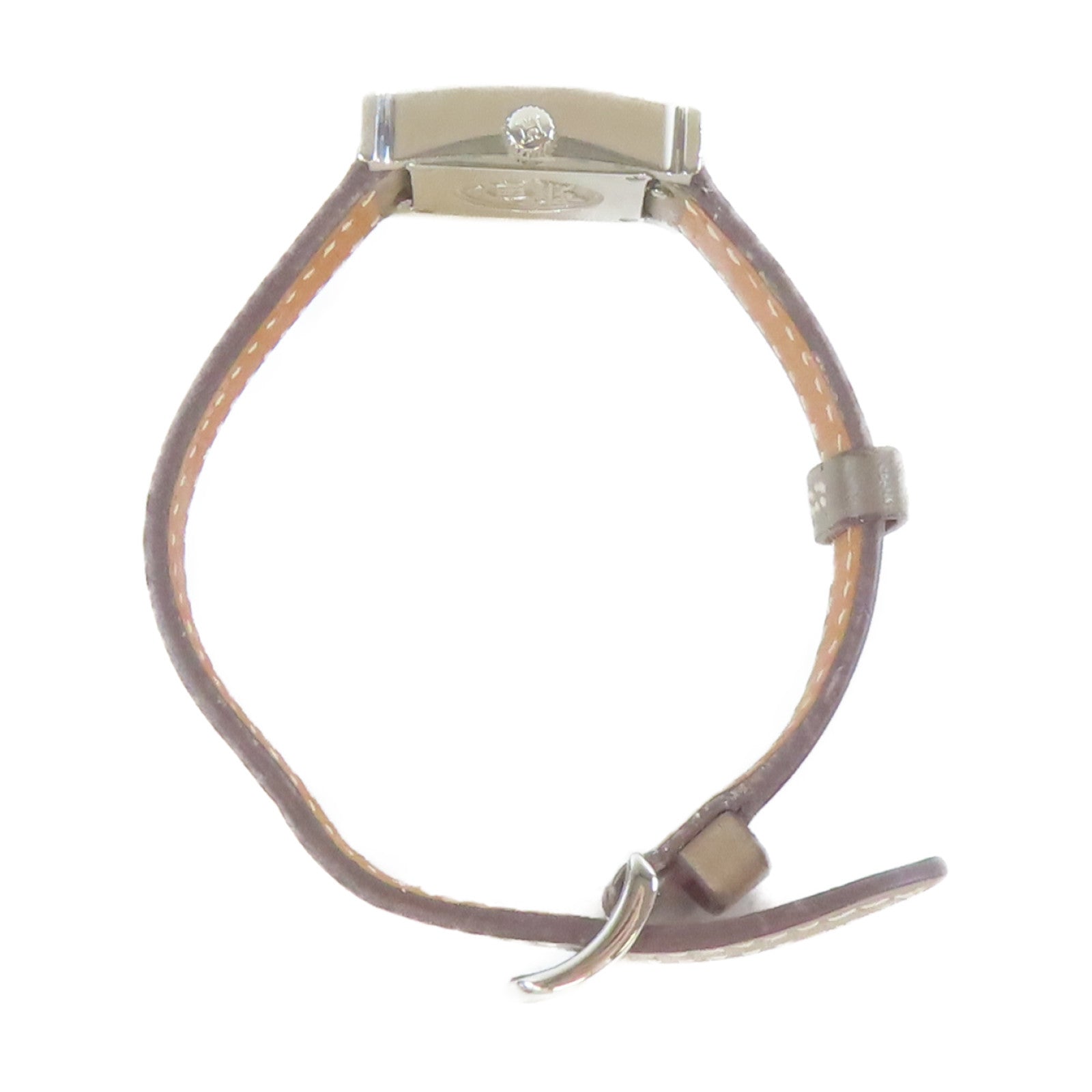 HERMES 不鏽鋼/皮革帯H Watch Diamond石英機芯手錶啡色