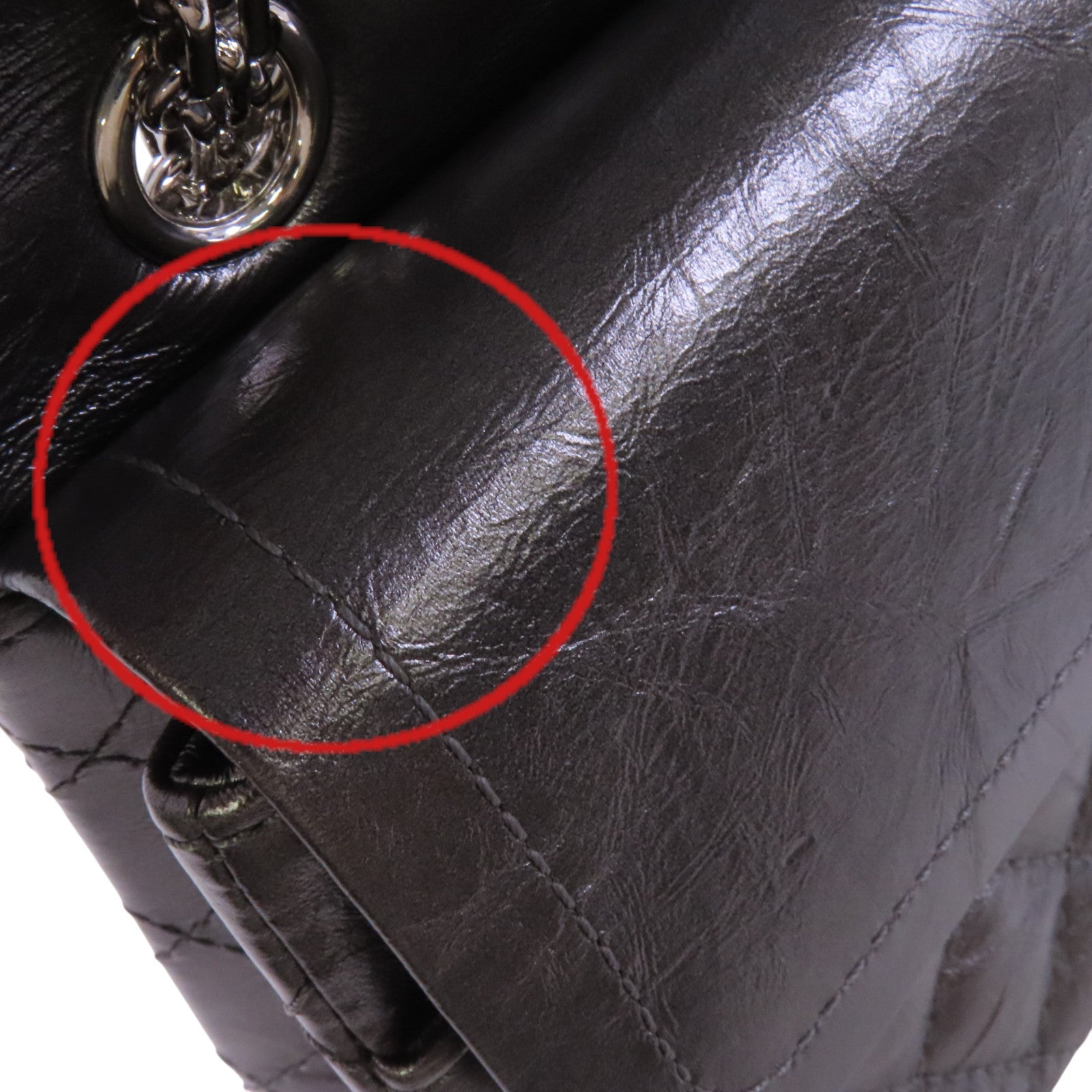 CHANEL 牛皮皮革2.55 24cm銀扣鏈帶肩背袋