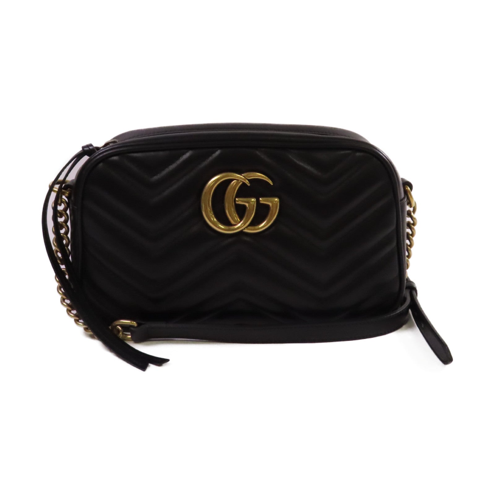 GUCCI 牛皮皮革GG Marmont Shoulder Bag金扣肩背袋黑色