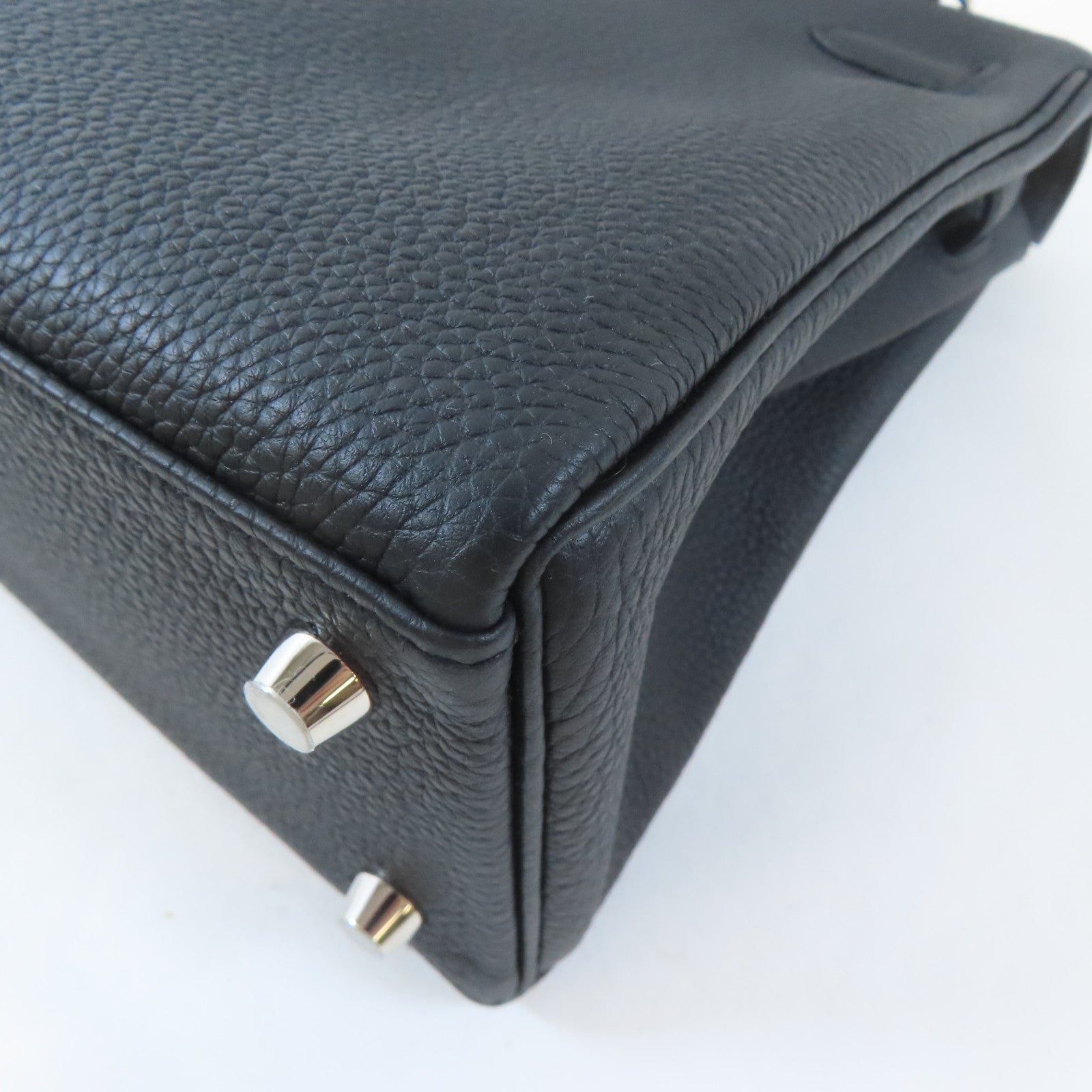 HERMES Togo皮革Kelly 25銀扣手挽肩背兩用袋Noir/黑色