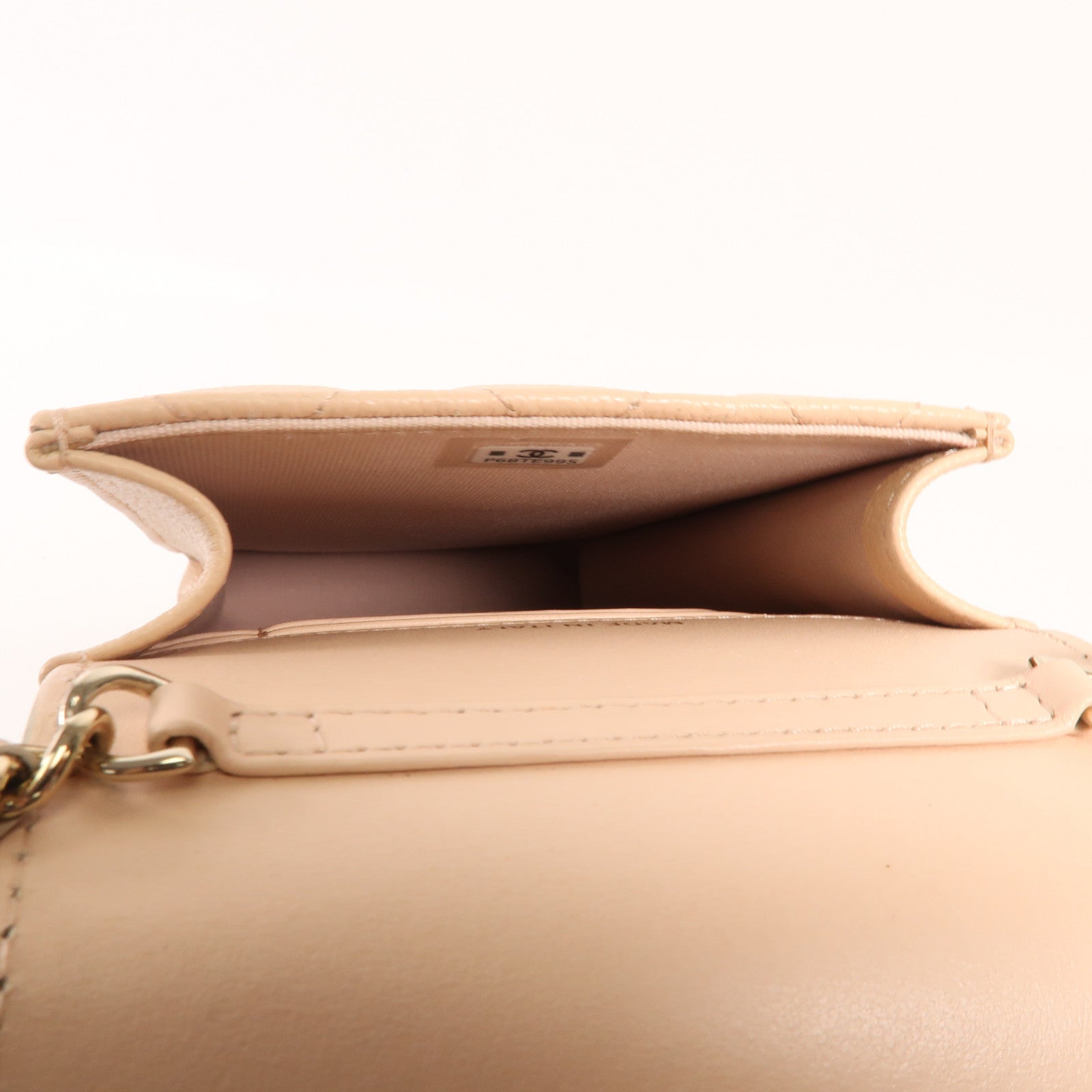 CHANEL 牛皮皮革Phone Bag金扣鏈帶肩背袋