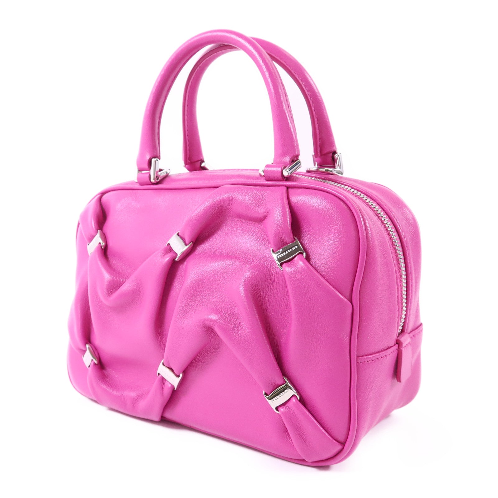 Salvatore Ferragamo 羊皮皮革2 Way Shoulder Bag銀扣手挽肩背兩用袋