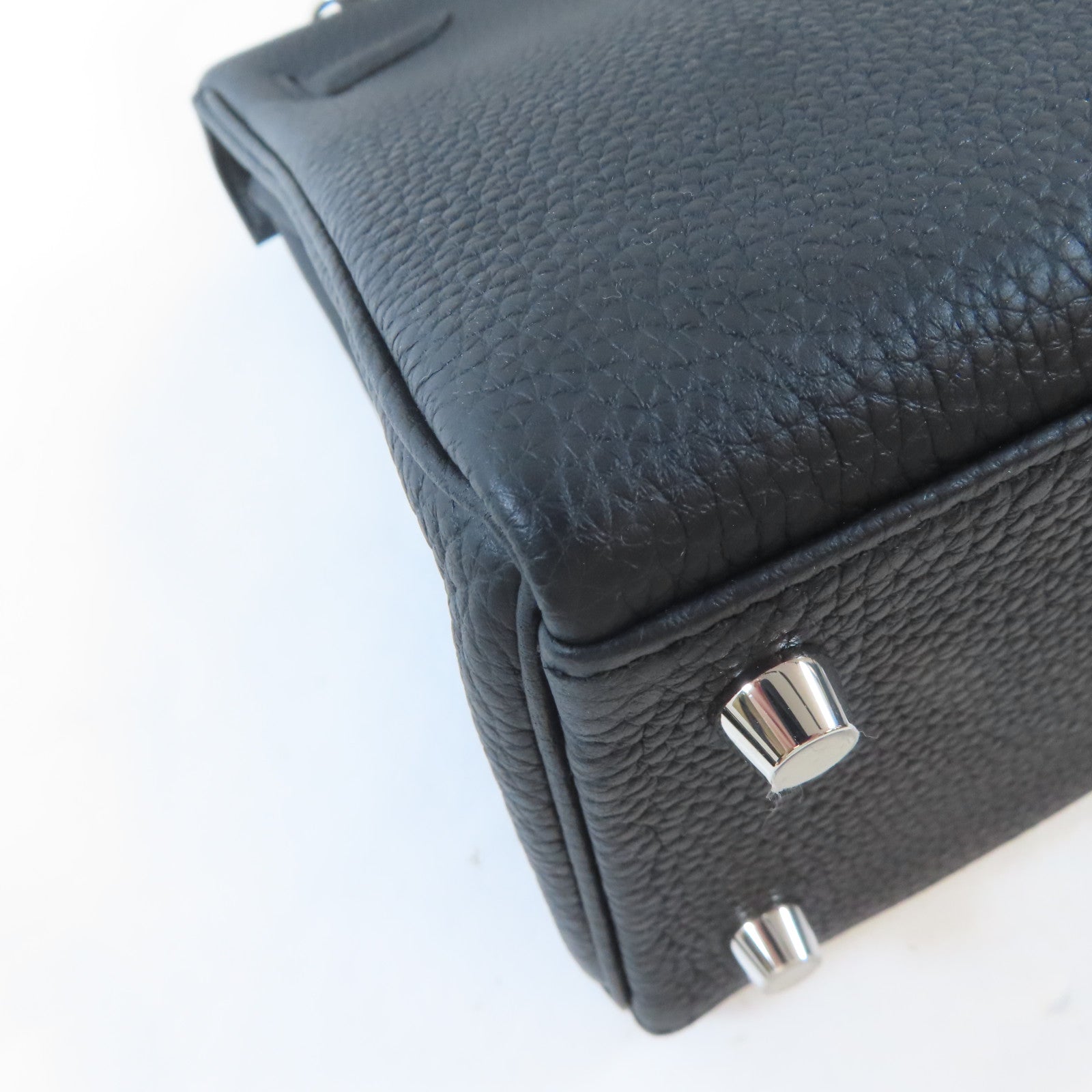 HERMES Togo皮革Kelly 25銀扣手挽肩背兩用袋Noir/黑色