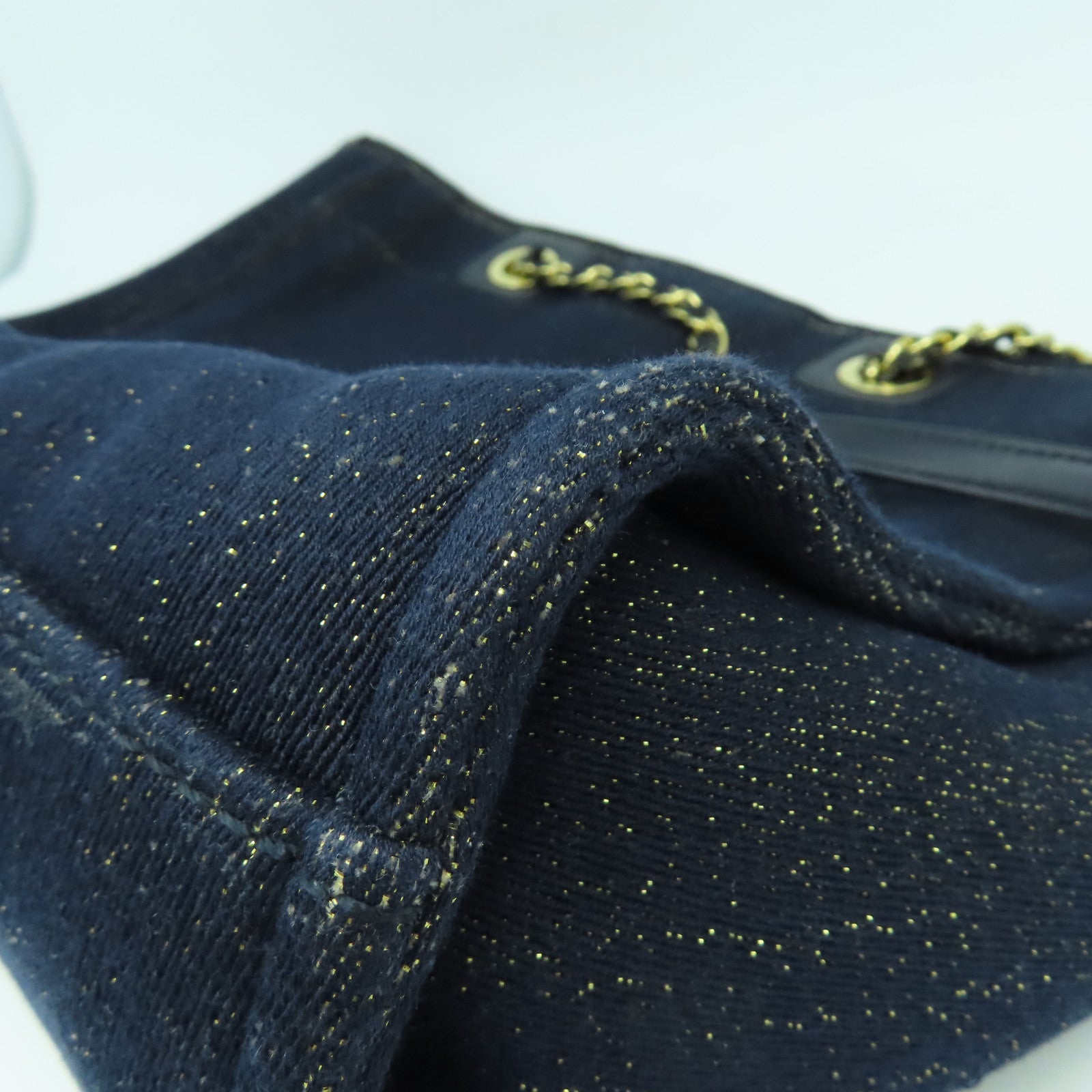 CHANEL 帆布Deauville Tote金扣肩背袋藍色