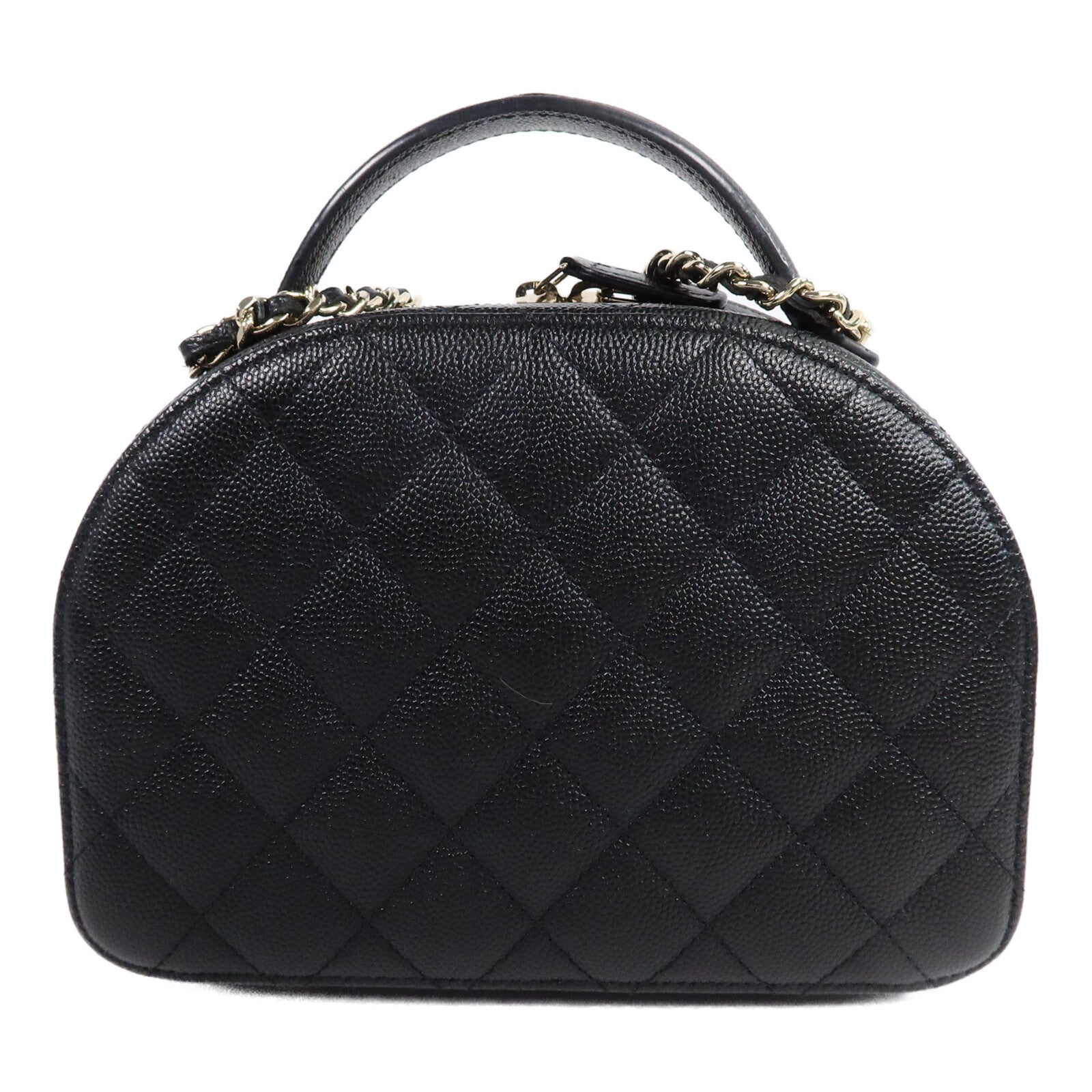 CHANEL 牛皮皮革Bowling Bag鏈帶肩背袋