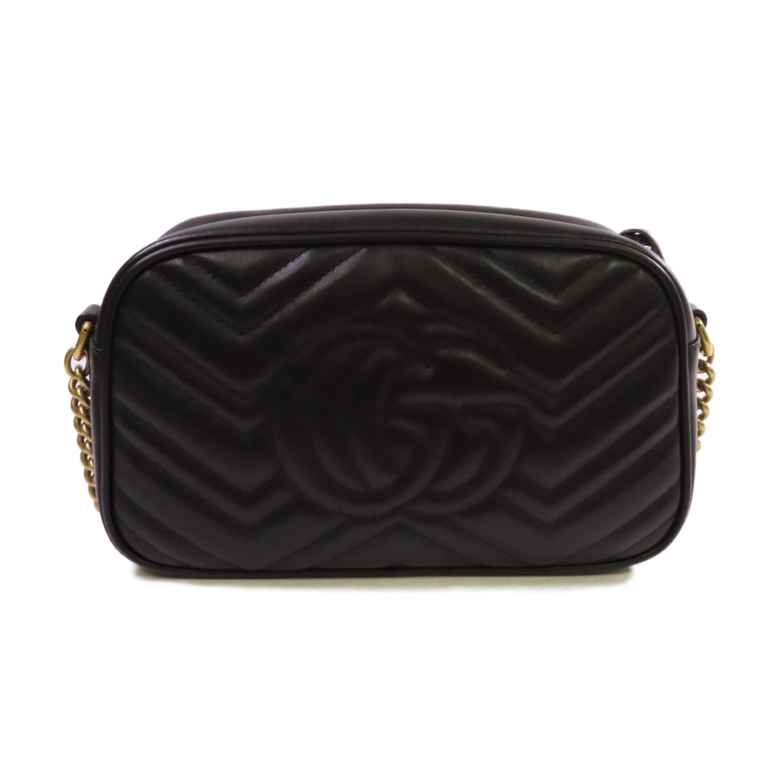GUCCI 牛皮皮革GG Marmont Shoulder Bag金扣肩背袋黑色