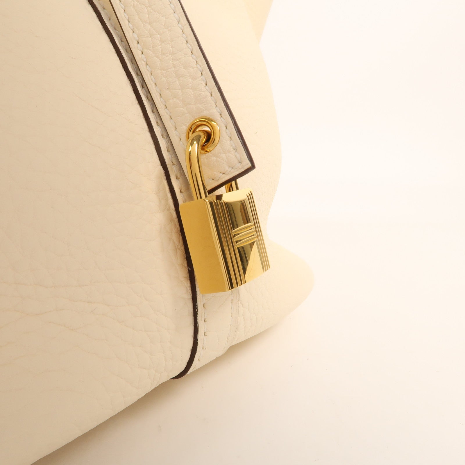 HERMES Clemence皮革Picotin MM金扣手挽袋Nata