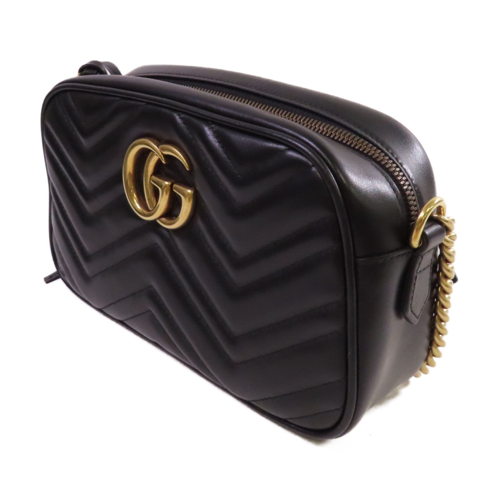 GUCCI 牛皮皮革GG Marmont Shoulder Bag金扣肩背袋黑色