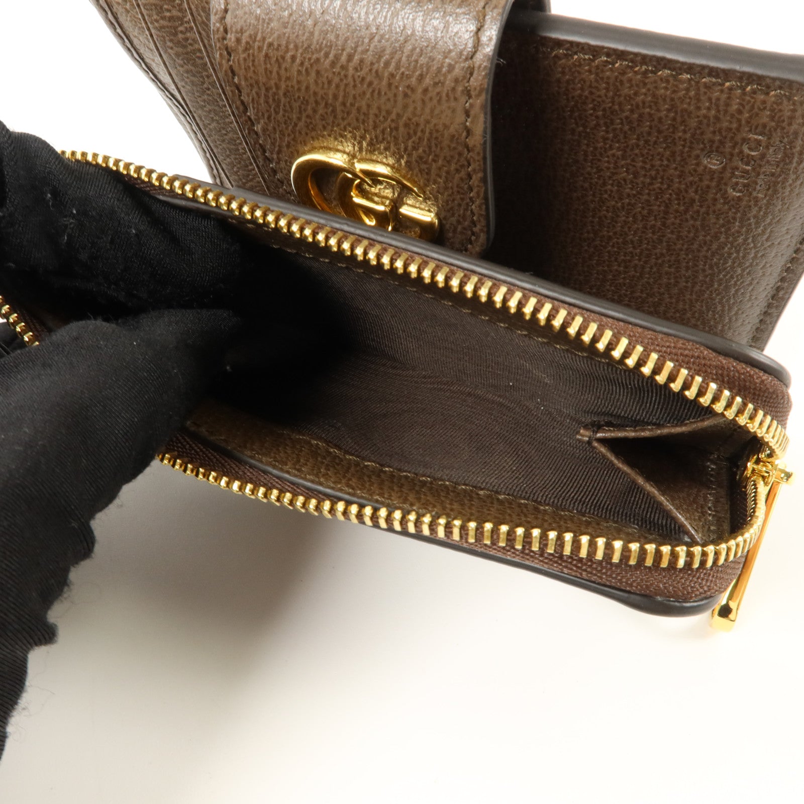 GUCCI 塗層帆布Ophidia Wallet Medium金扣錢包