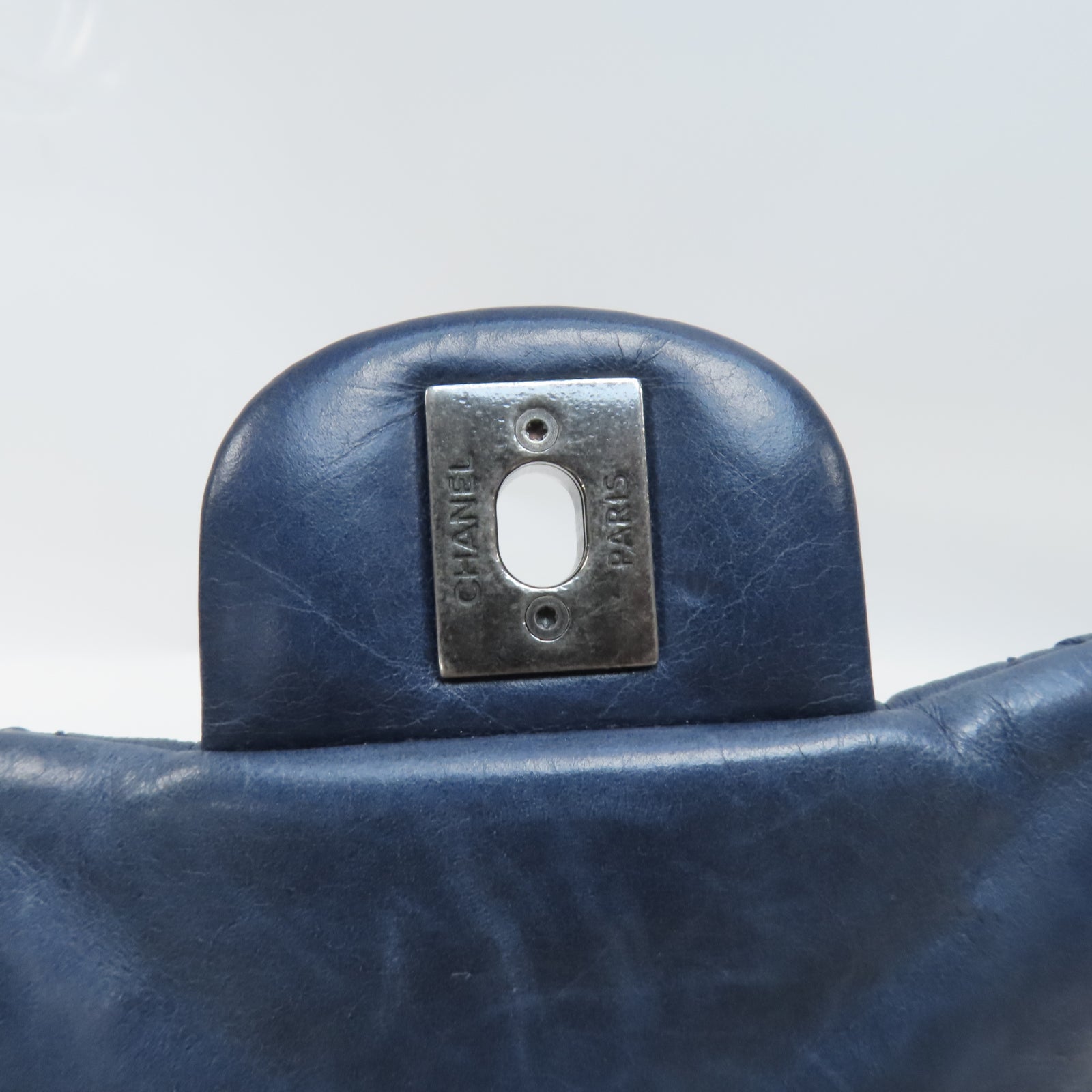 CHANEL 【激減優惠】菱格牛皮皮革Chain Shoulder銀扣鏈帶肩背袋藍色