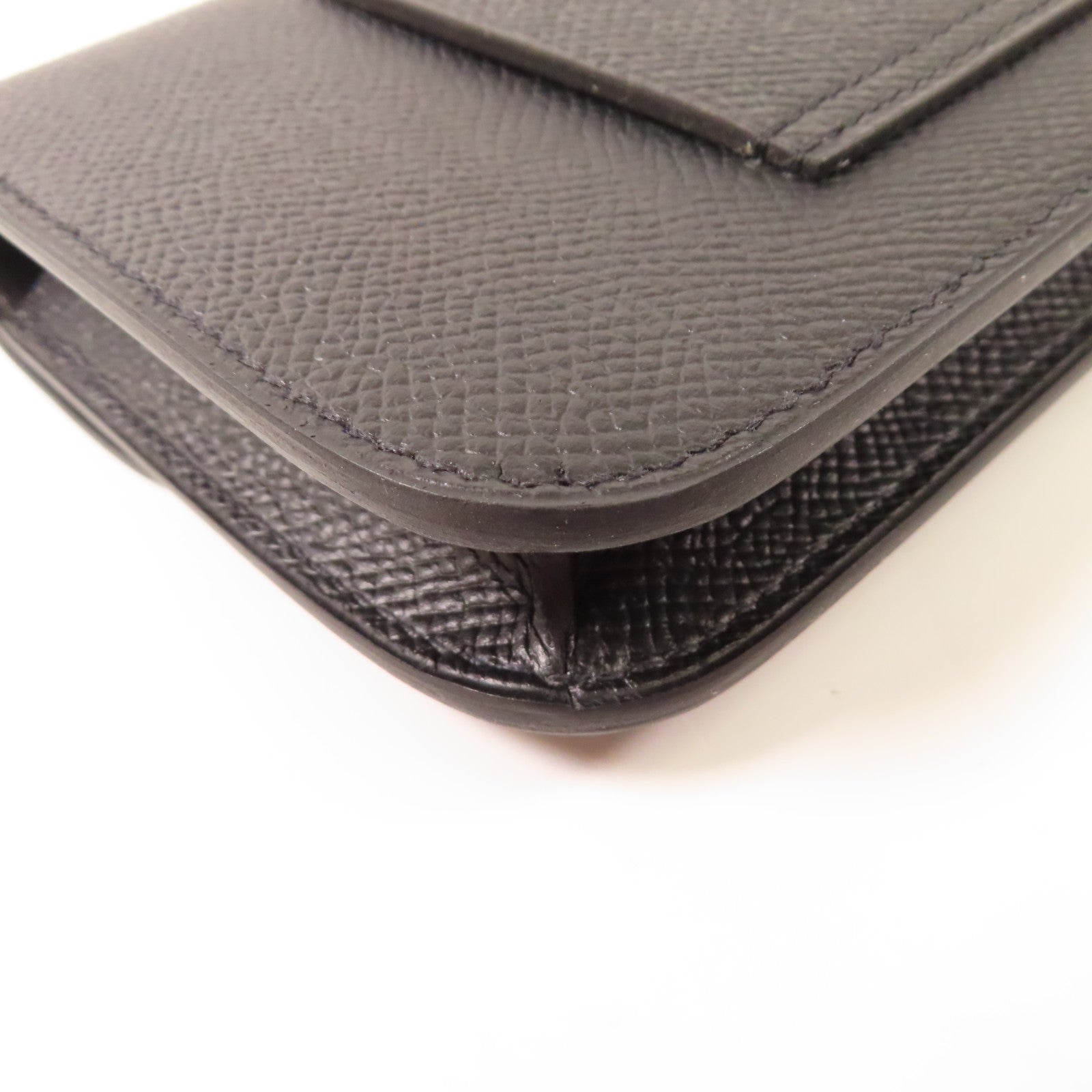 HERMES Epsom皮革Constance Slim Wallety銀扣錢包Noir