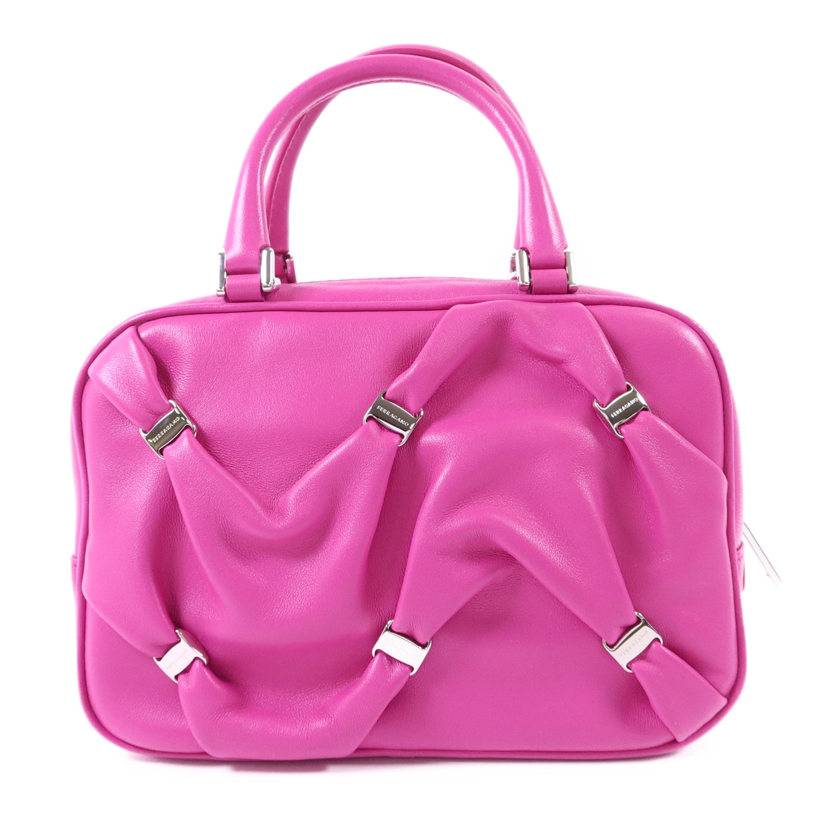 Salvatore Ferragamo 羊皮皮革2 Way Shoulder Bag銀扣手挽肩背兩用袋