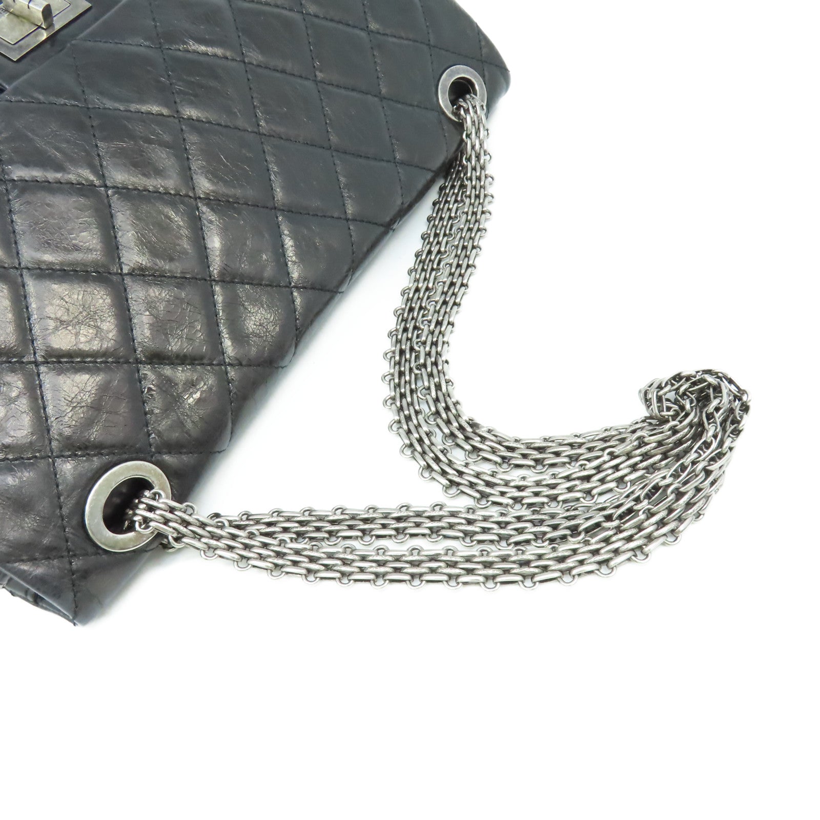 CHANEL 【清倉大減價】菱格羊皮皮革Chain Shoulder Bag銀扣鏈帶肩背袋黑色