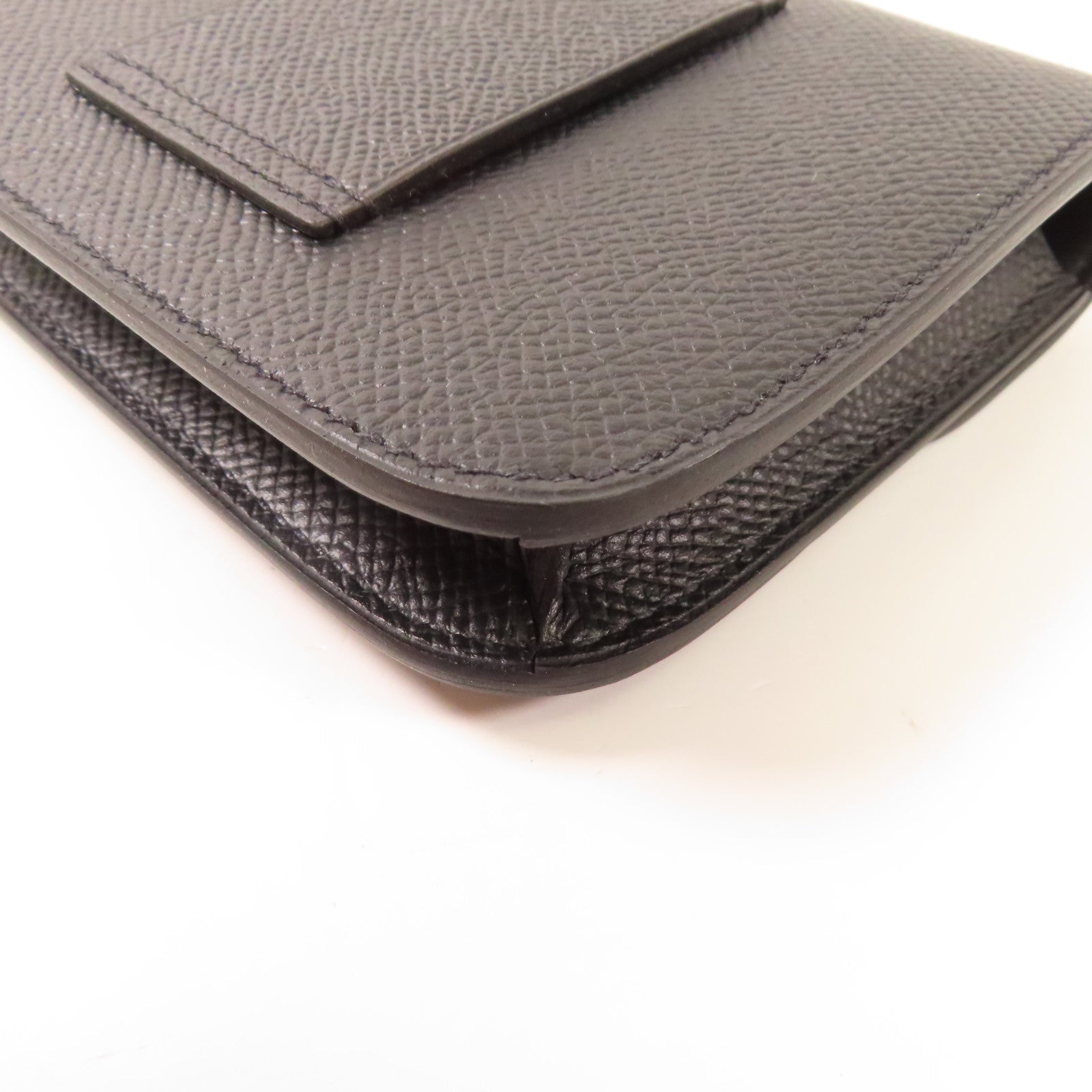 HERMES Epsom皮革Constance Slim Wallety銀扣錢包Noir