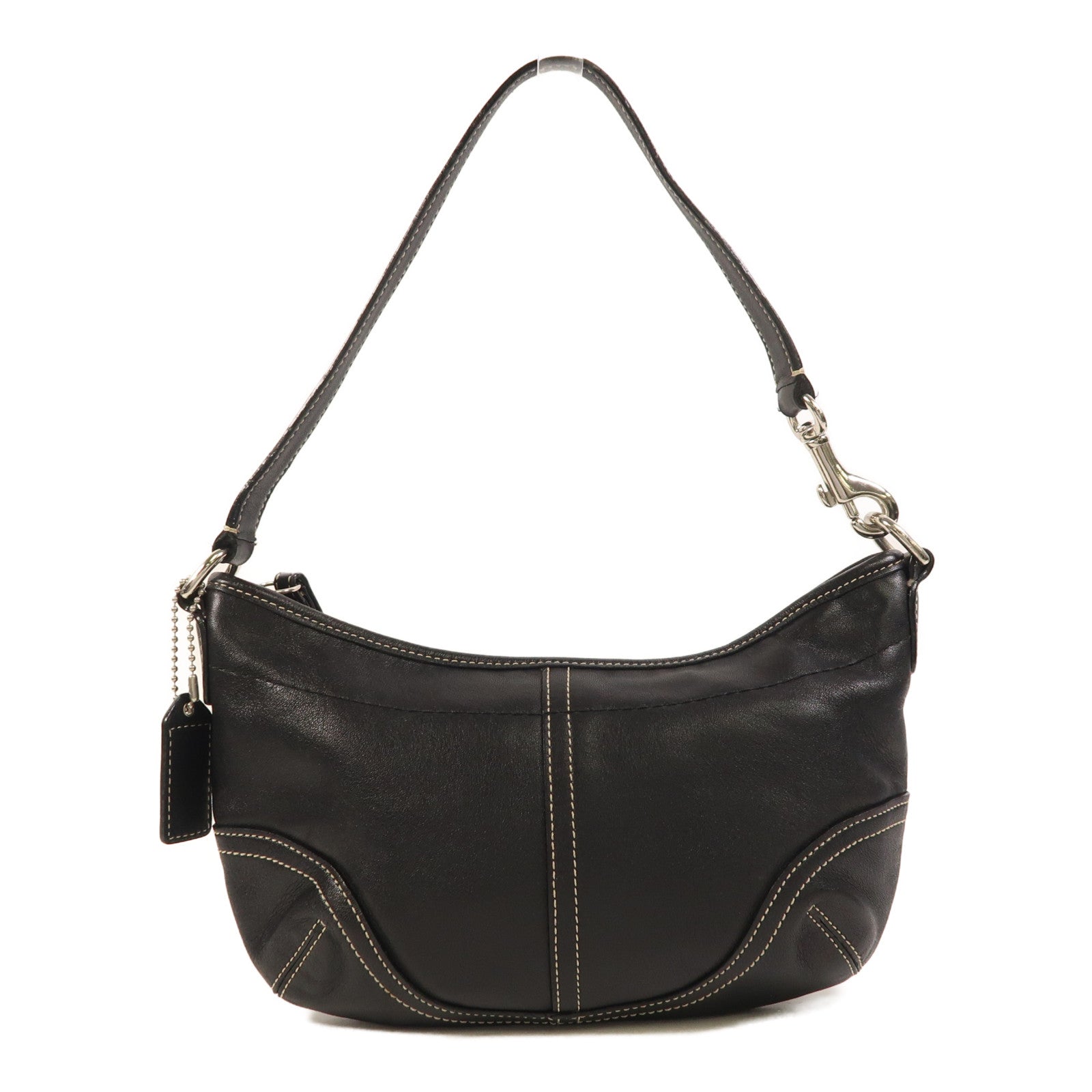 COACH 牛皮皮革Hand Bag銀扣肩背袋
