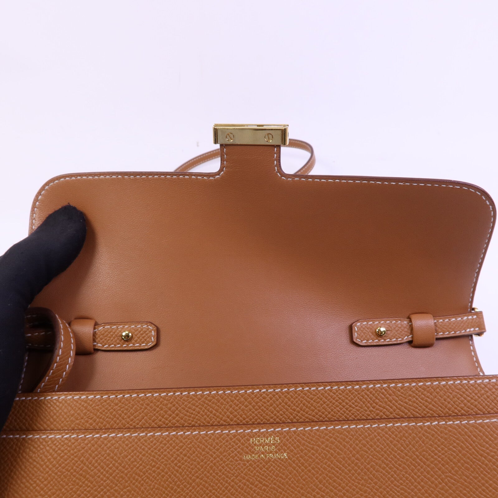 HERMES Epsom皮革Constance To Go金扣肩背袋Gold