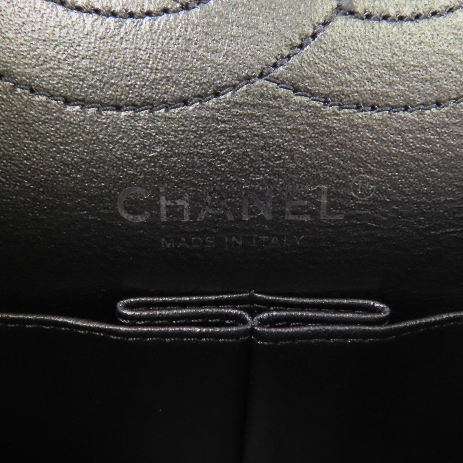 CHANEL 牛皮皮革2.55 24cm銀扣鏈帶肩背袋
