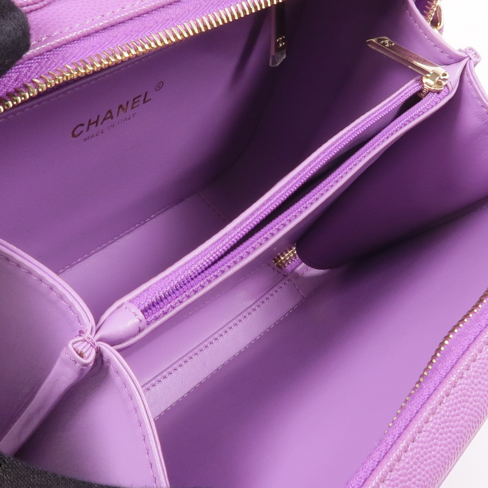 CHANEL 牛皮皮革Vanity Case金扣手挽肩背兩用袋