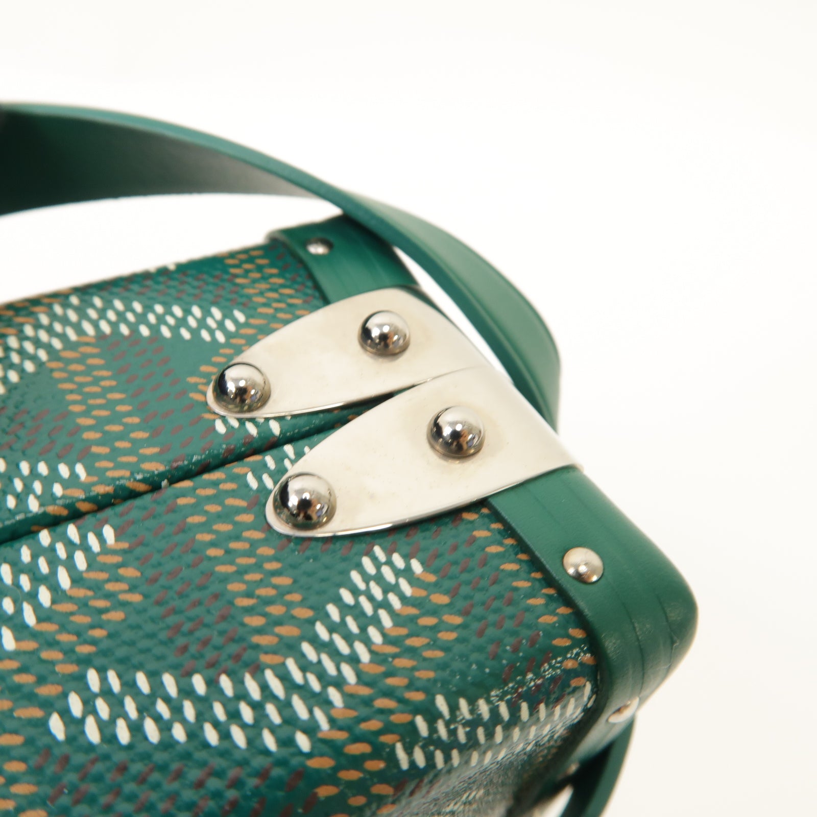 GOYARD 塗層帆布/皮革Minaudiere Trunk Bag銀扣肩背袋/手拿包綠色