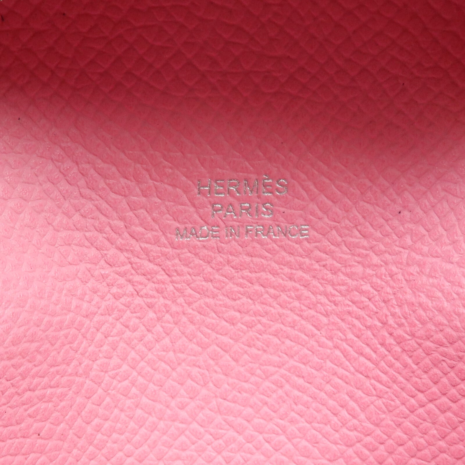 HERMES 【激減優惠】Epsom皮革Bastia銀扣零錢包Rose Azalee