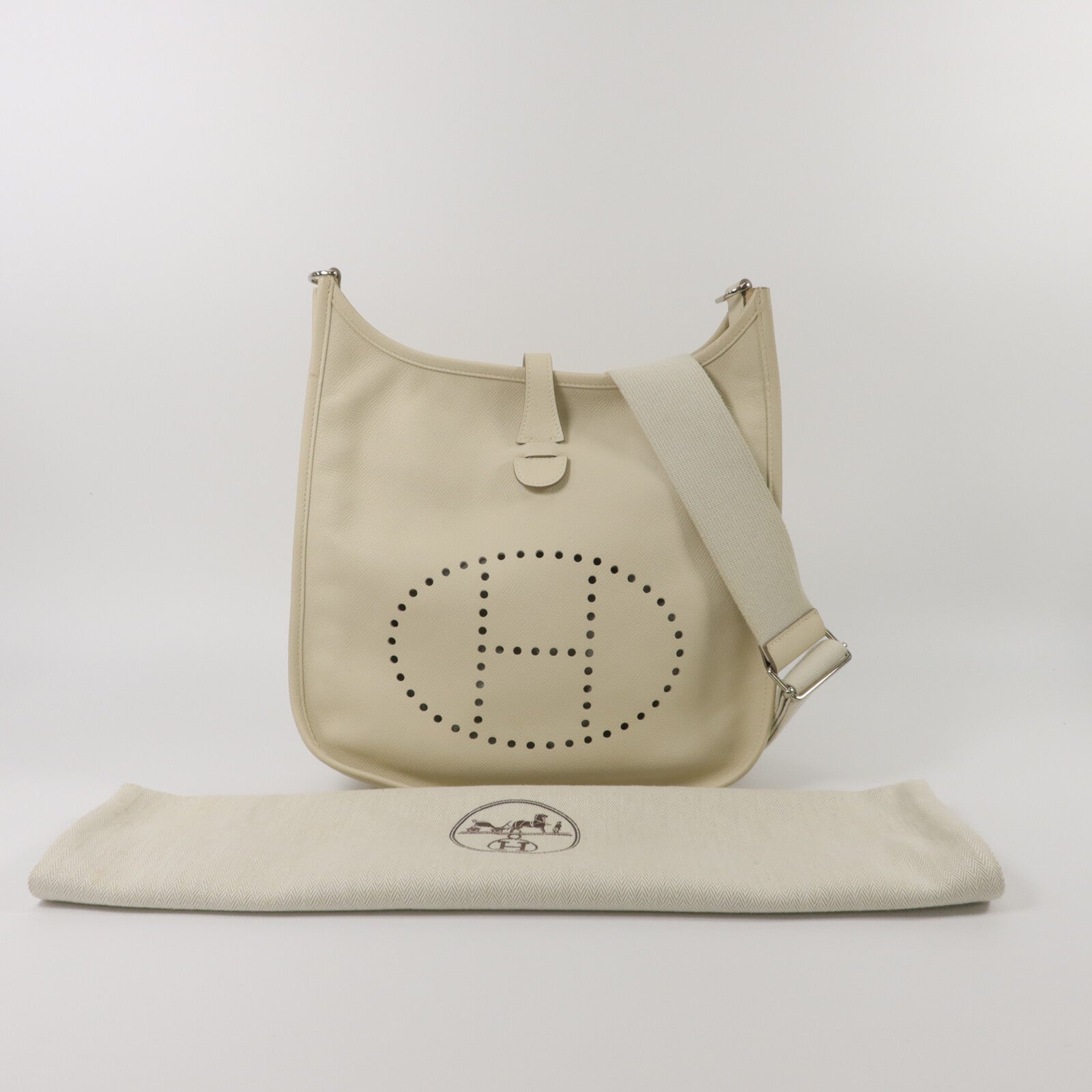 HERMES Epsom皮革Evelyne PM肩背袋Craie