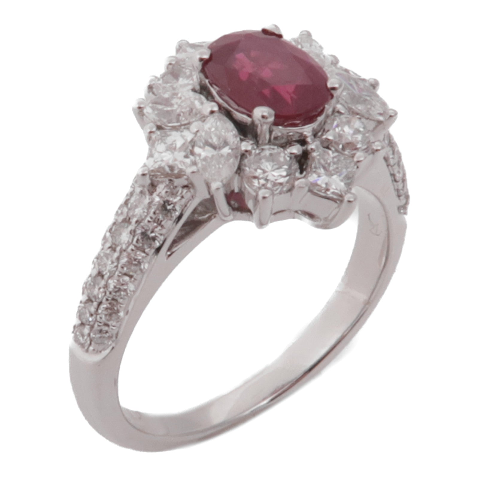 JEWELRY 18K白金Ruby Diamond Ring紅寶石/鑽石戒指US#6
