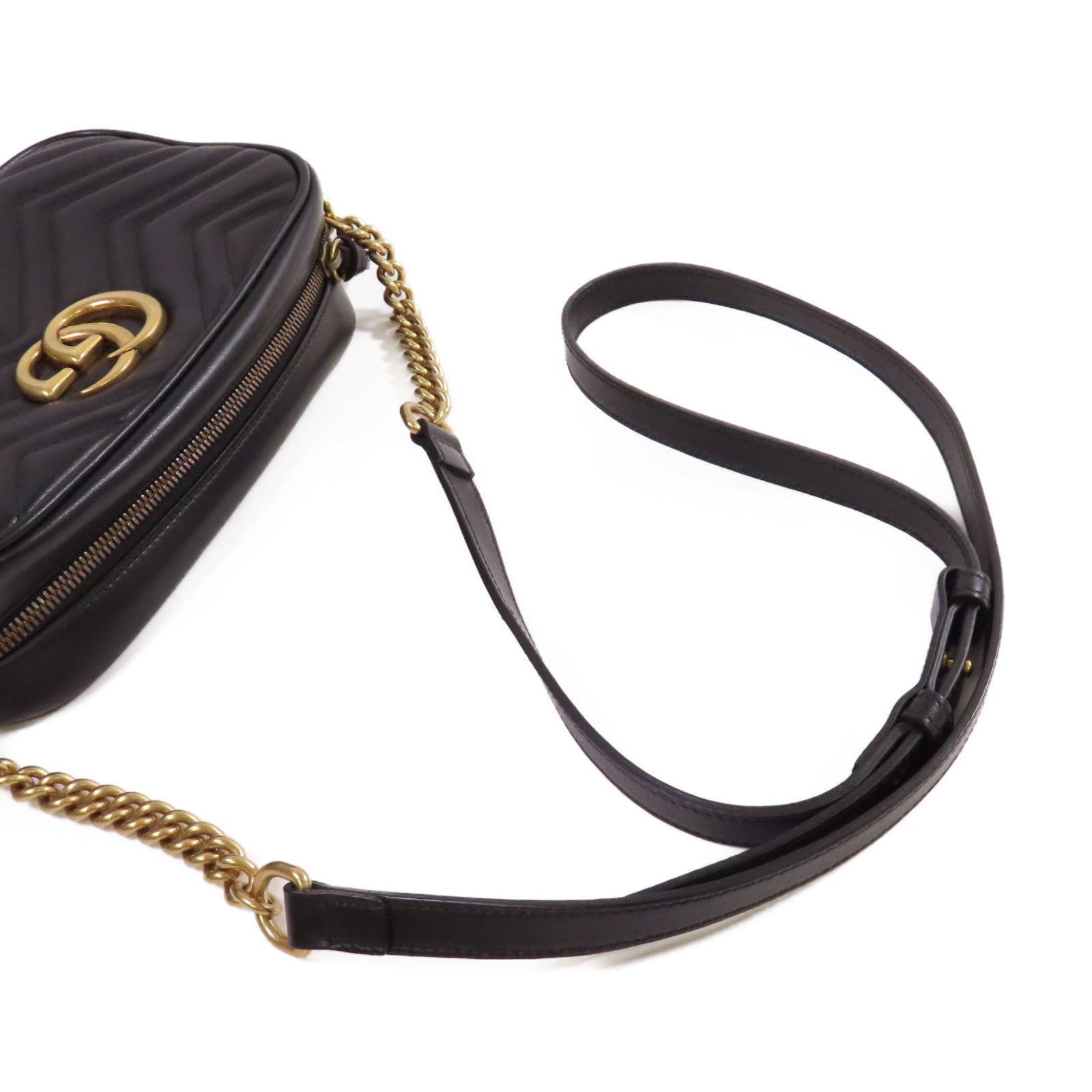 GUCCI 牛皮皮革GG Marmont Shoulder Bag金扣肩背袋黑色