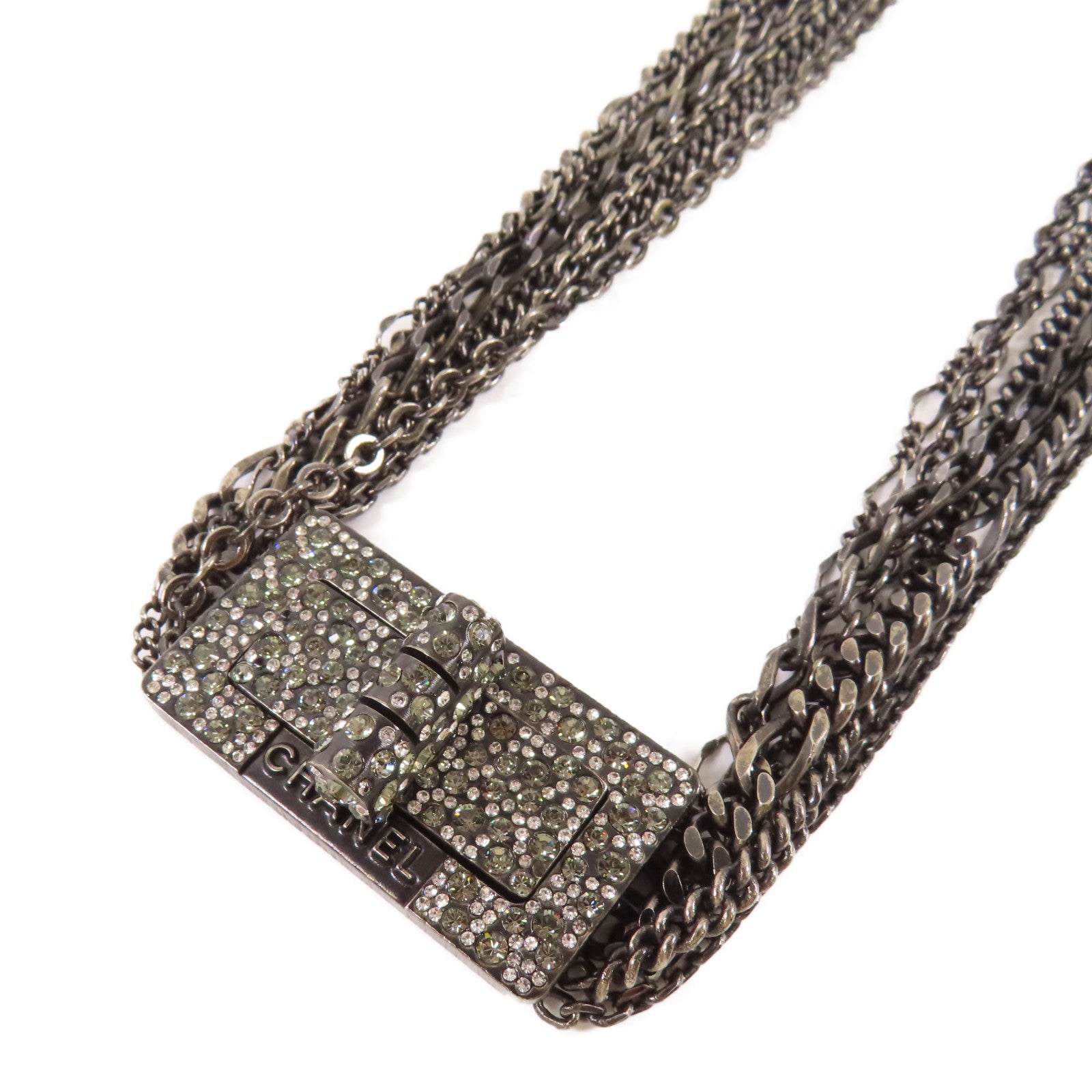 CHANEL CC Necklace Metal Black