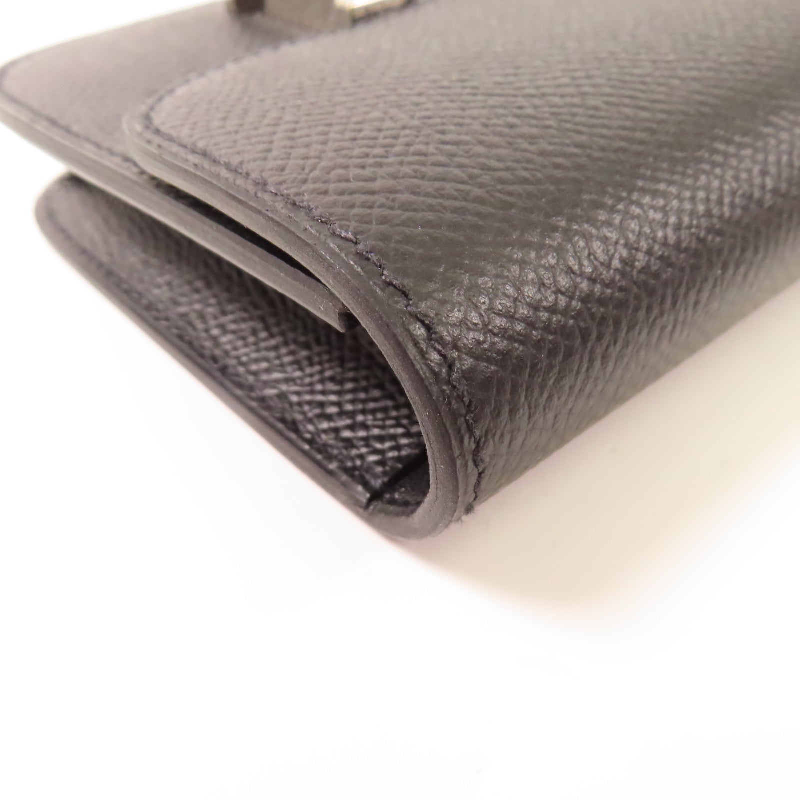 HERMES Epsom皮革Constance Slim Wallety銀扣錢包Noir