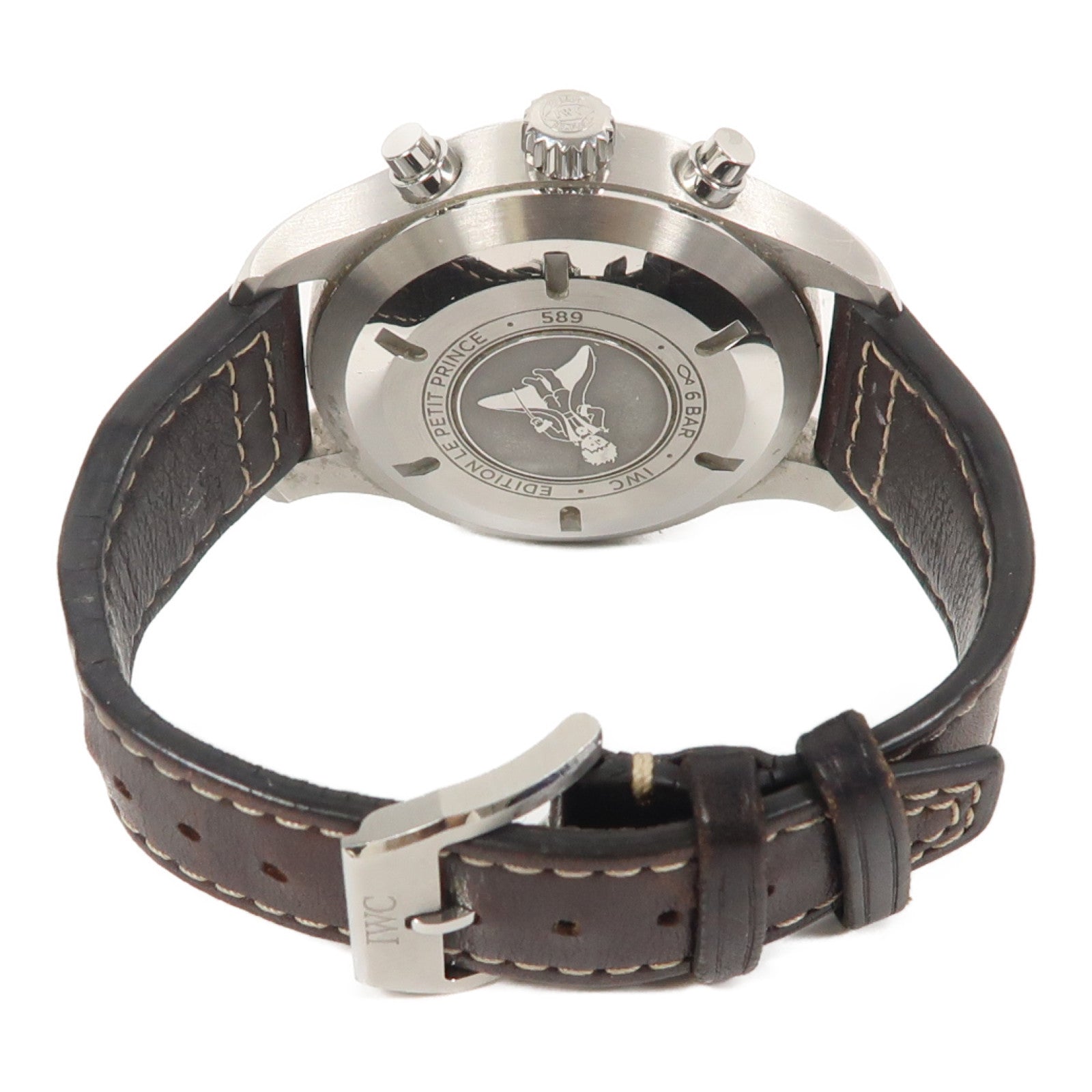 IWC Pilot Chronograph不鏽鋼/皮革帶手錶自動機芯藍色