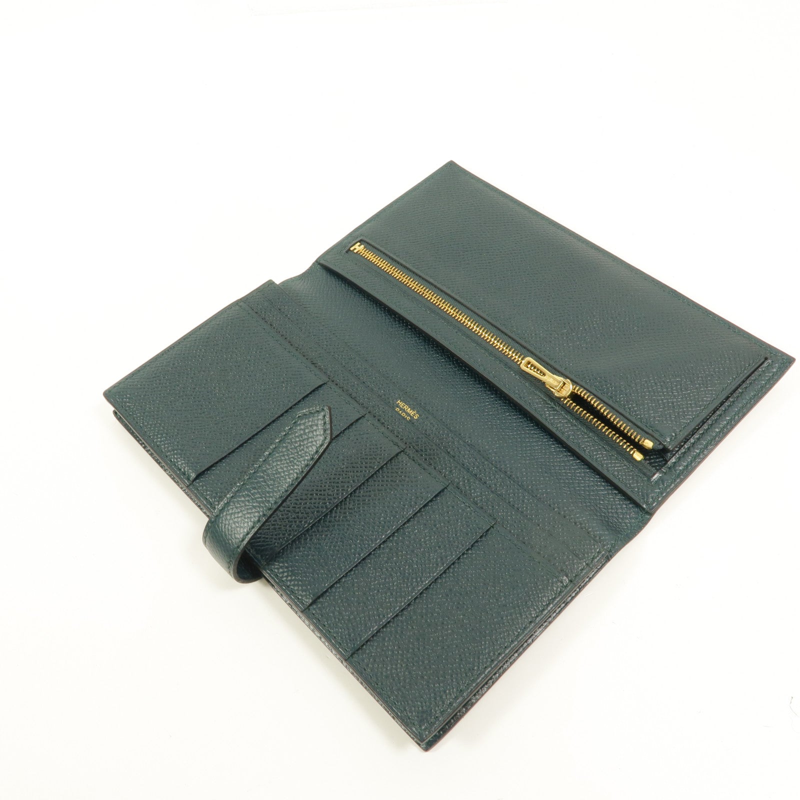 HERMES Epsom皮革Bearn Long Wallet長錢包Vert Cypres