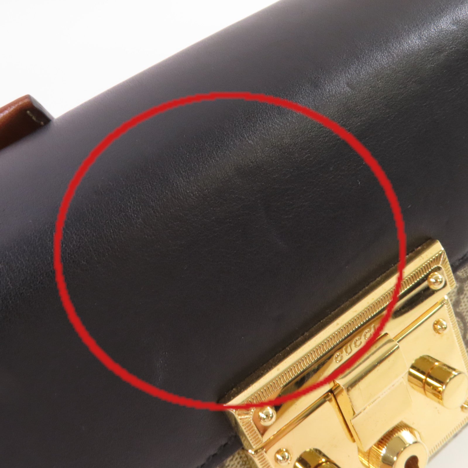 GUCCI 【激減優惠】塗層帆布Padlock GG Shoulder Bag金扣肩背袋啡色/黑色