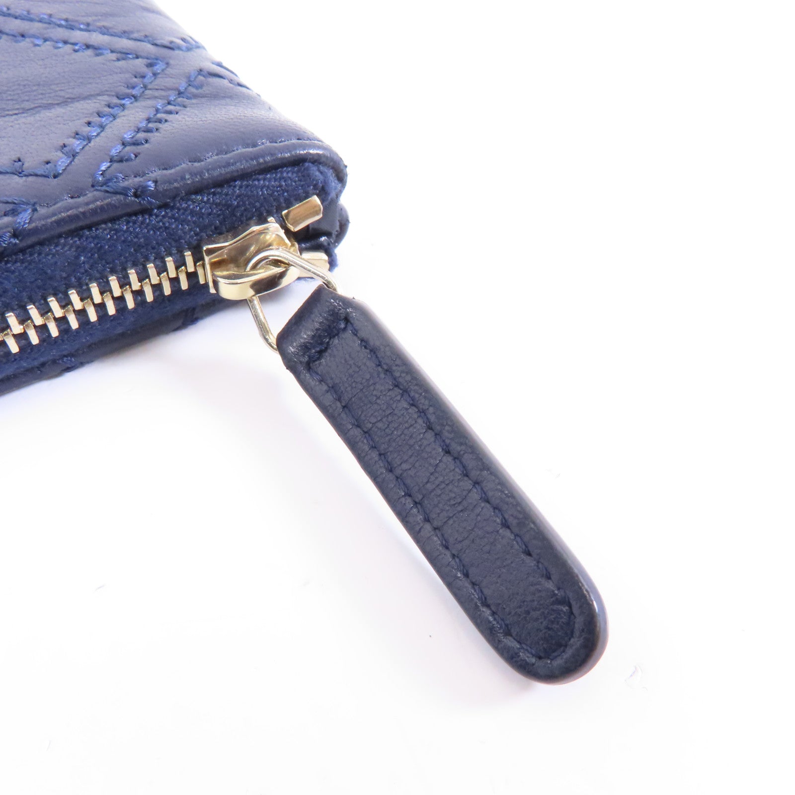 CHANEL 菱格羊皮皮革Clutch Bag金扣手拿包藍色