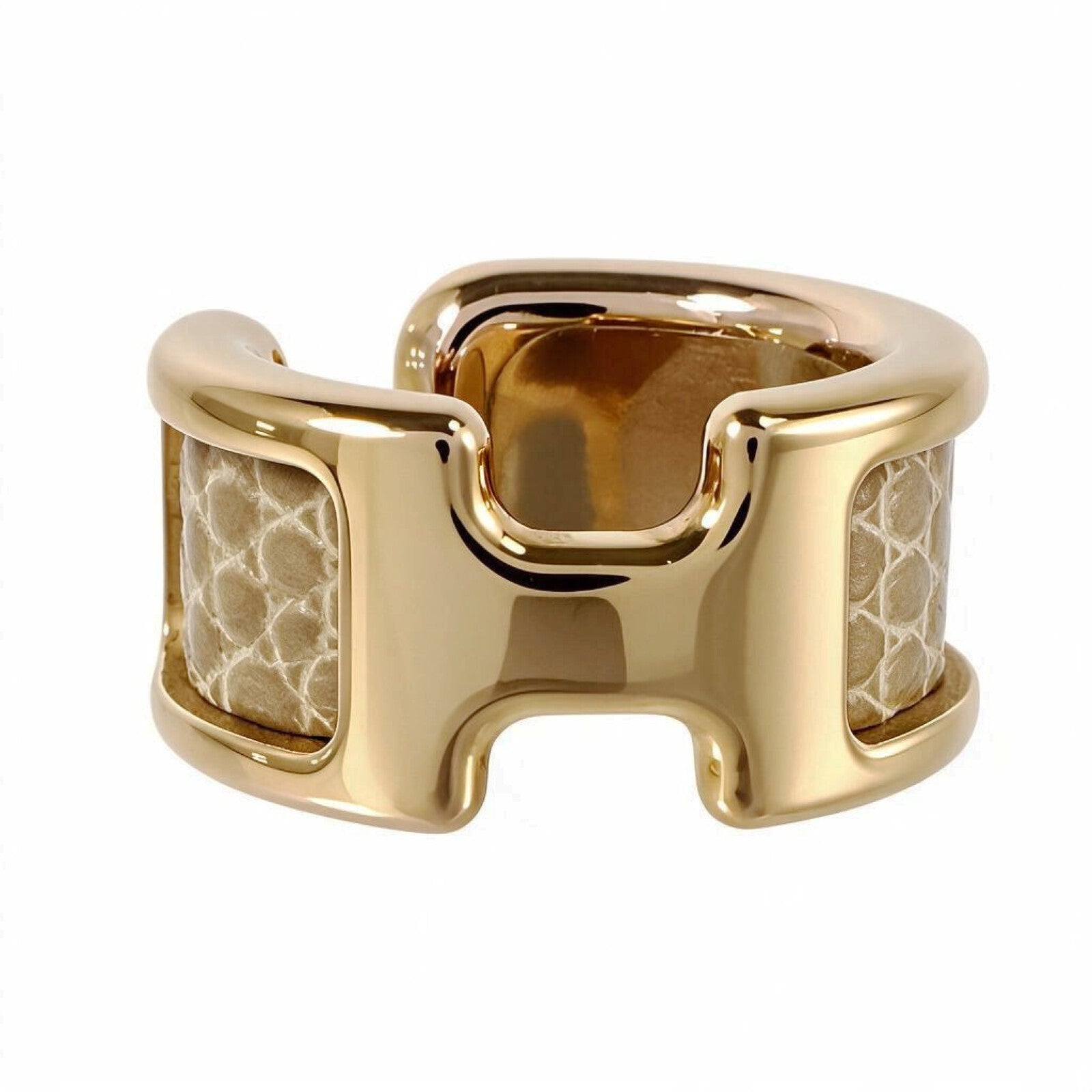 HERMES 蜥蜴皮革/金屬Olympe Ear Cuff耳夾Ficelle