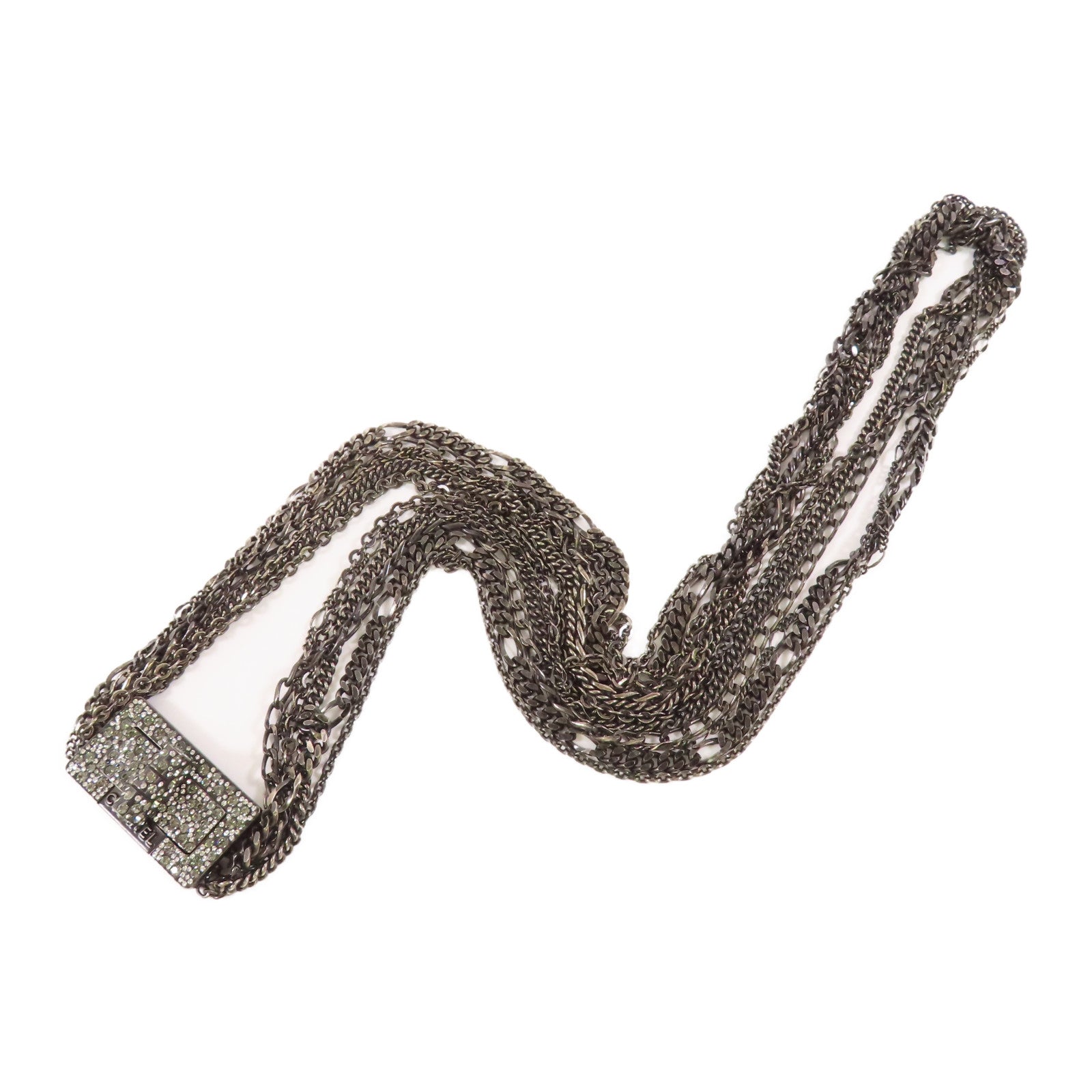 CHANEL CC Necklace Metal Black