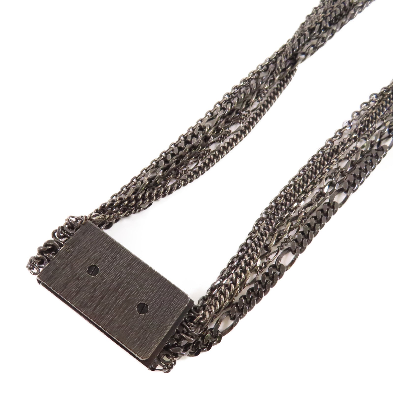 CHANEL CC Necklace Metal Black