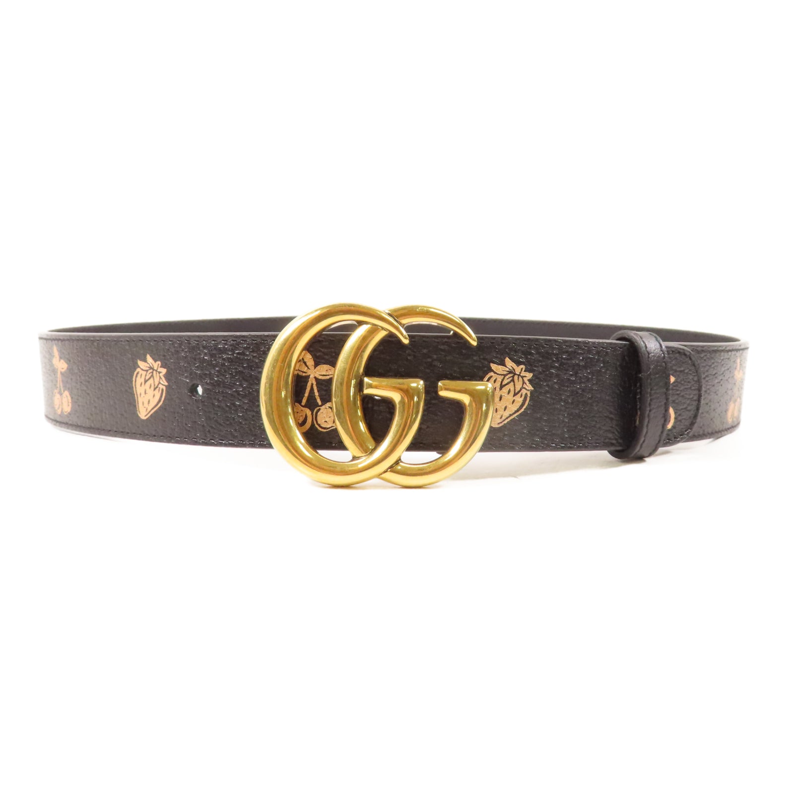 GUCCI 牛皮皮革Belt 75cm金扣皮帶黑色