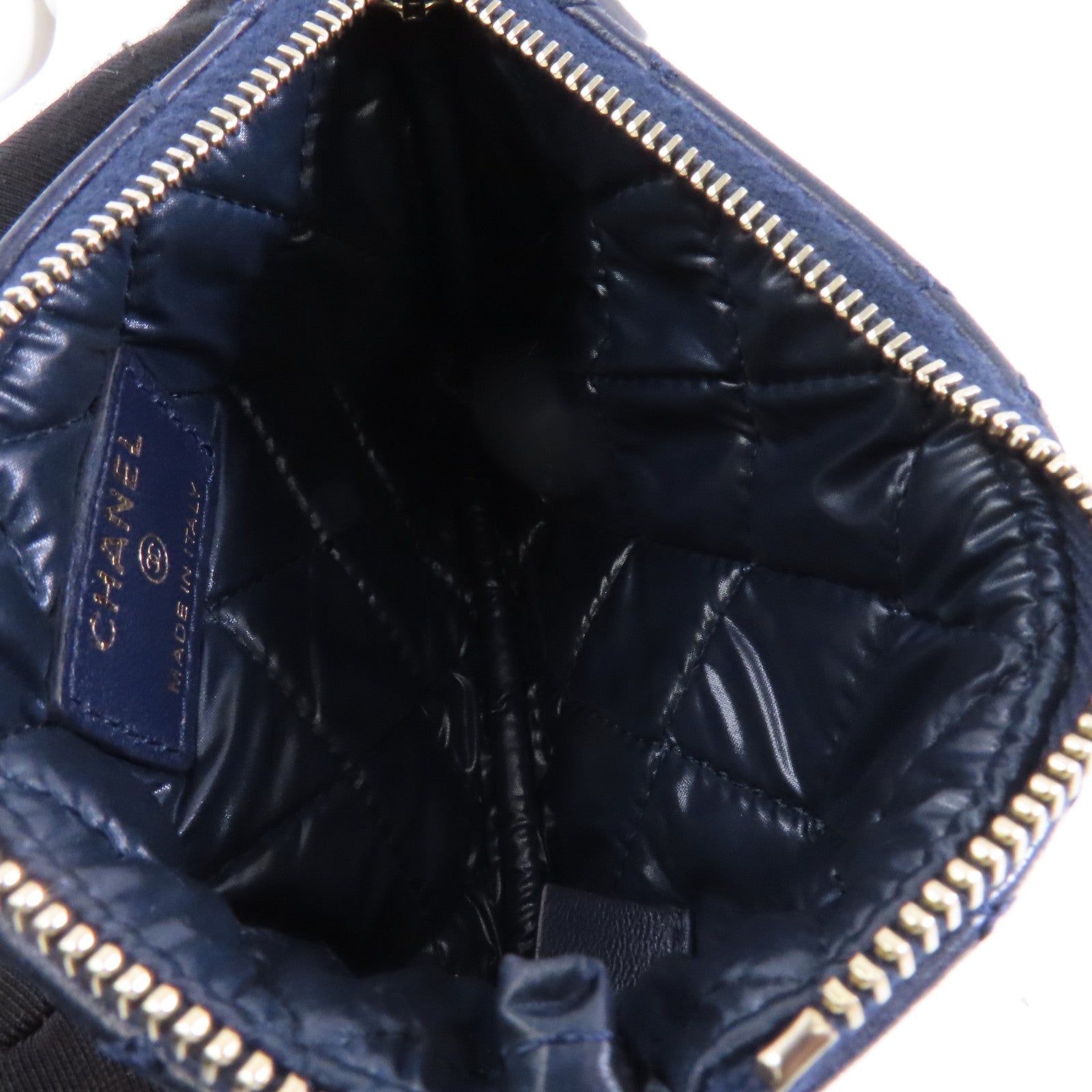 CHANEL 菱格羊皮皮革Clutch Bag金扣手拿包藍色