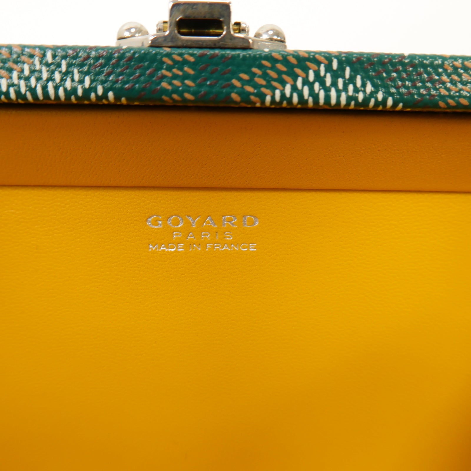 GOYARD 塗層帆布/皮革Minaudiere Trunk Bag銀扣肩背袋/手拿包綠色