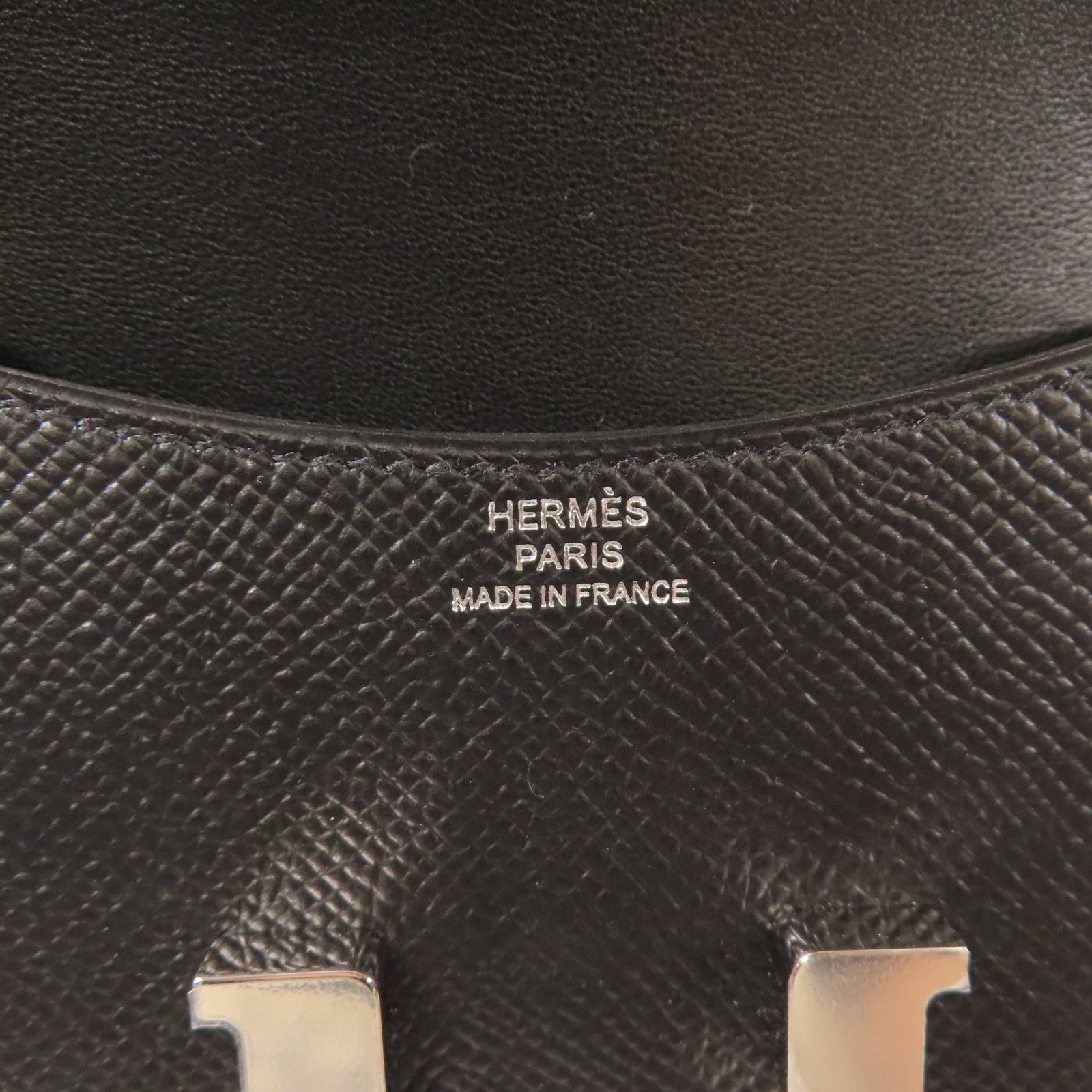 HERMES Epsom皮革Constance Slim Wallety銀扣錢包Noir