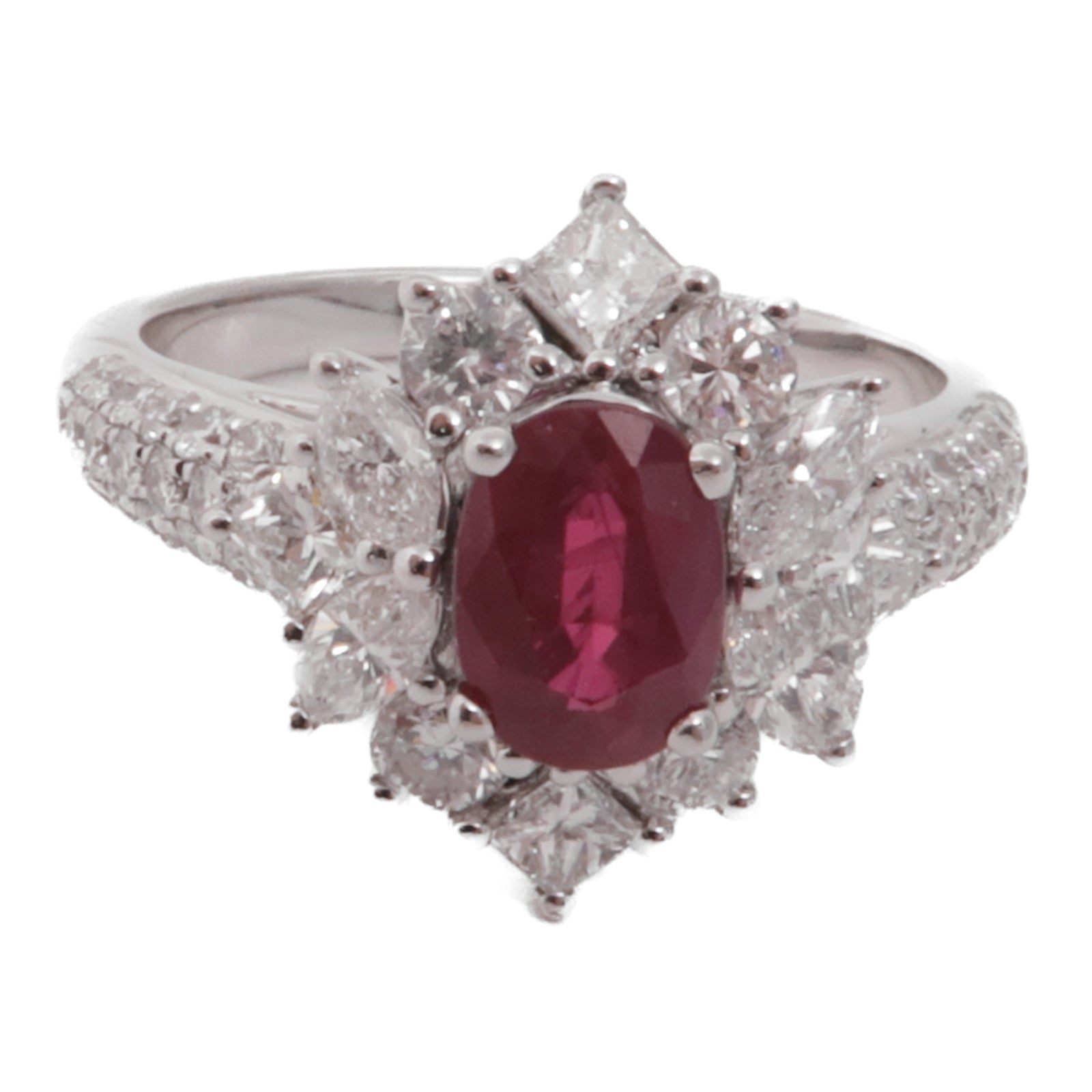 JEWELRY 18K白金Ruby Diamond Ring紅寶石/鑽石戒指US#6