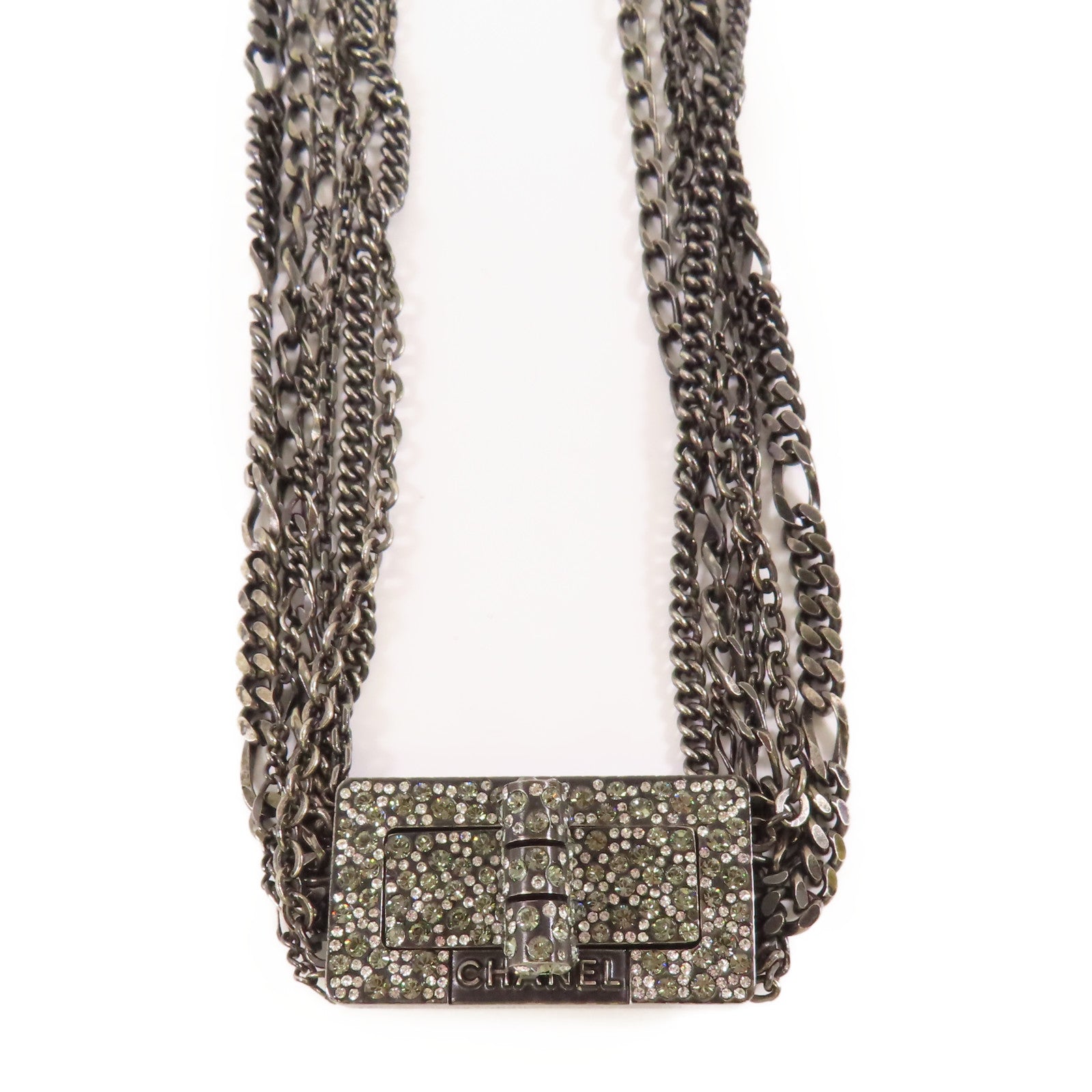 CHANEL CC Necklace Metal Black