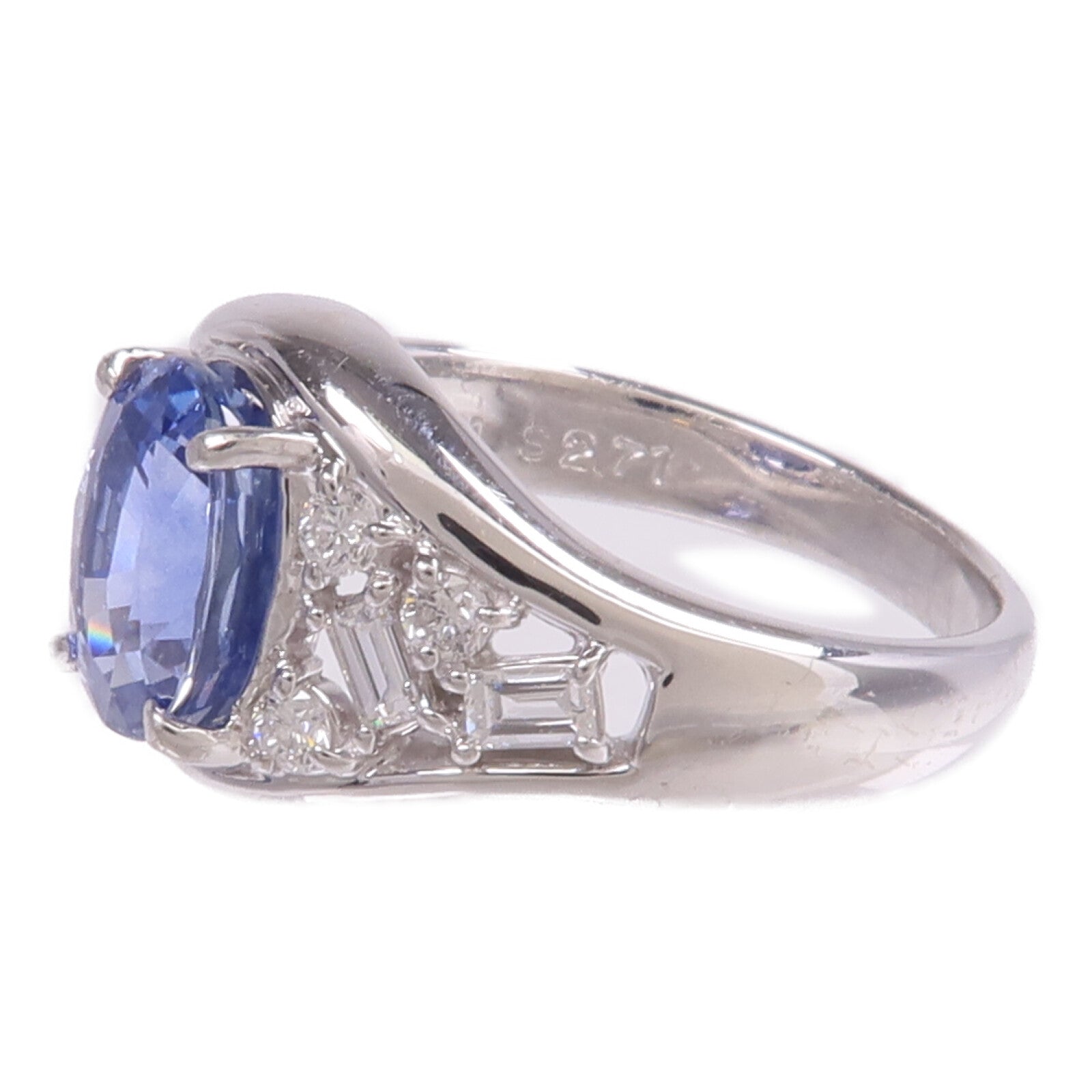 JEWELRY PT900鉑金Sapphire Diamond Ring藍寶石/鑽石戒指US#6.25