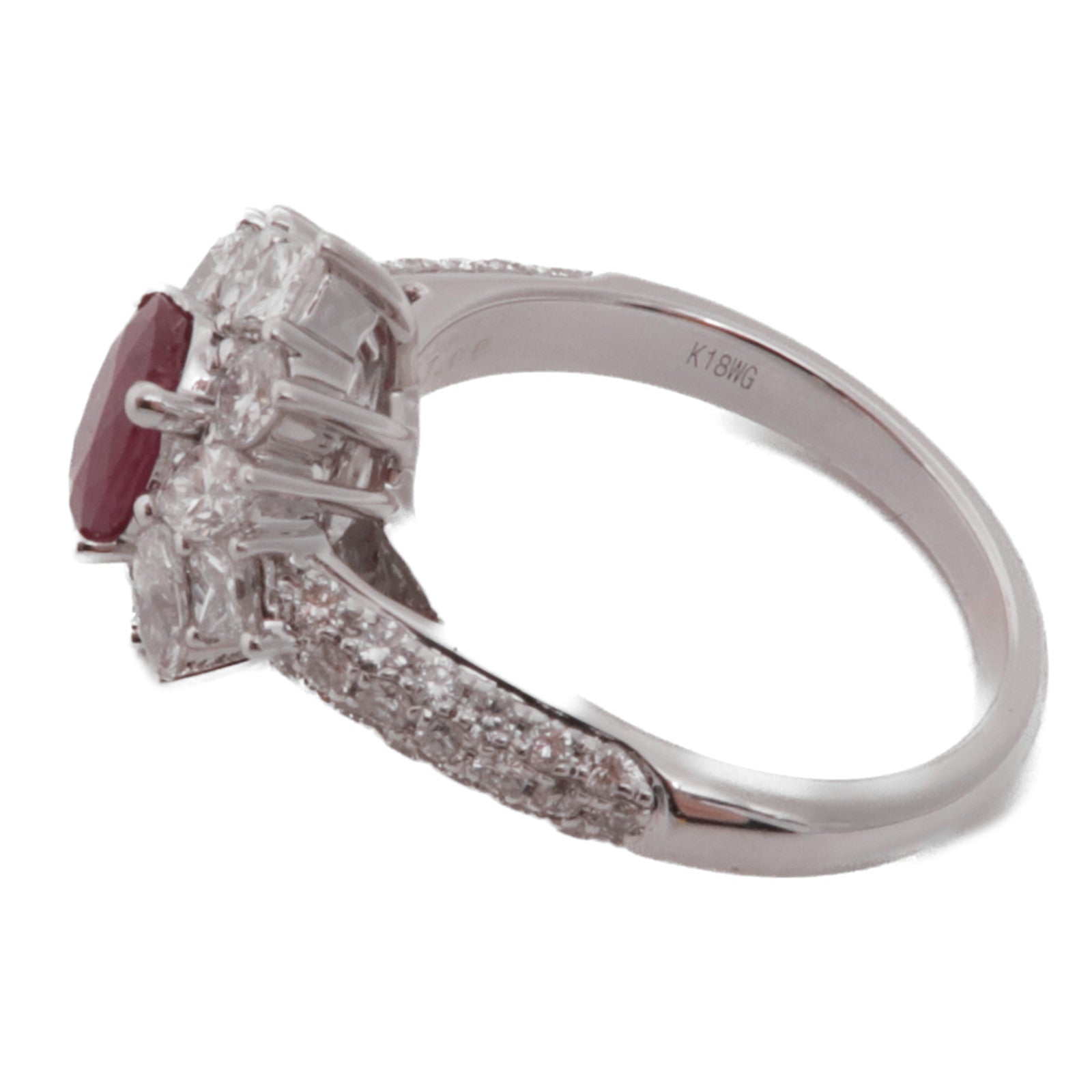 JEWELRY 18K白金Ruby Diamond Ring紅寶石/鑽石戒指US#6