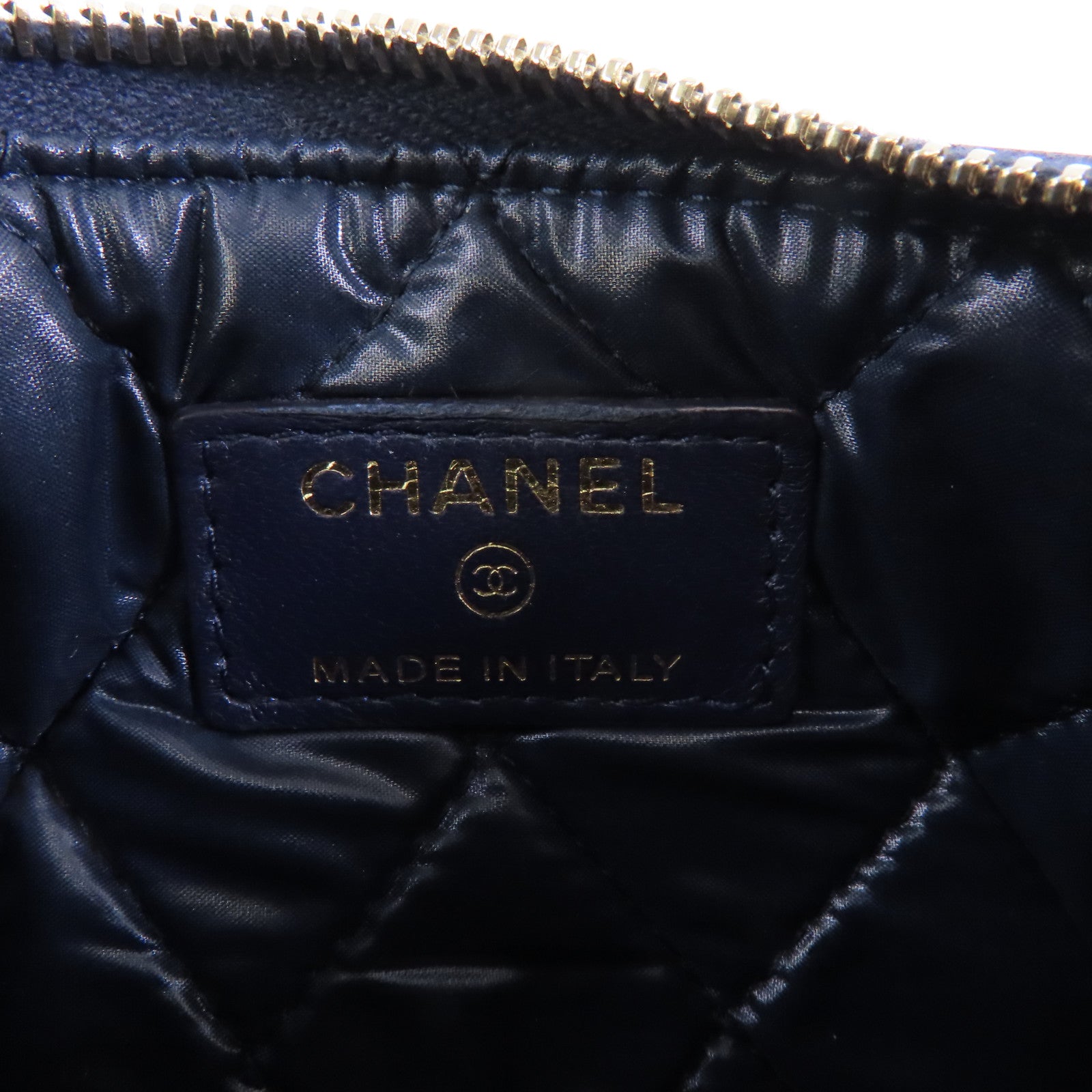 CHANEL 菱格羊皮皮革Clutch Bag金扣手拿包藍色